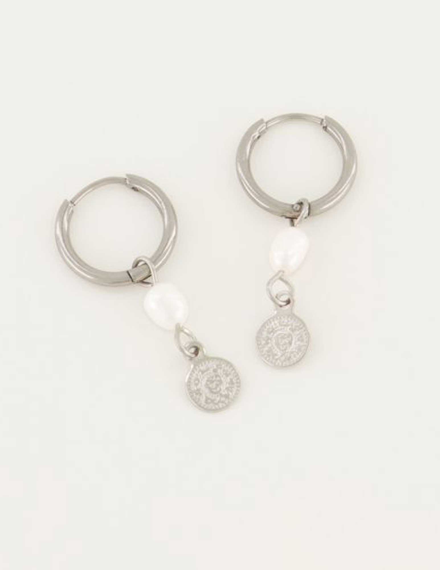 My Jewellery Oorringen parel en munt MJ05377 Zilver