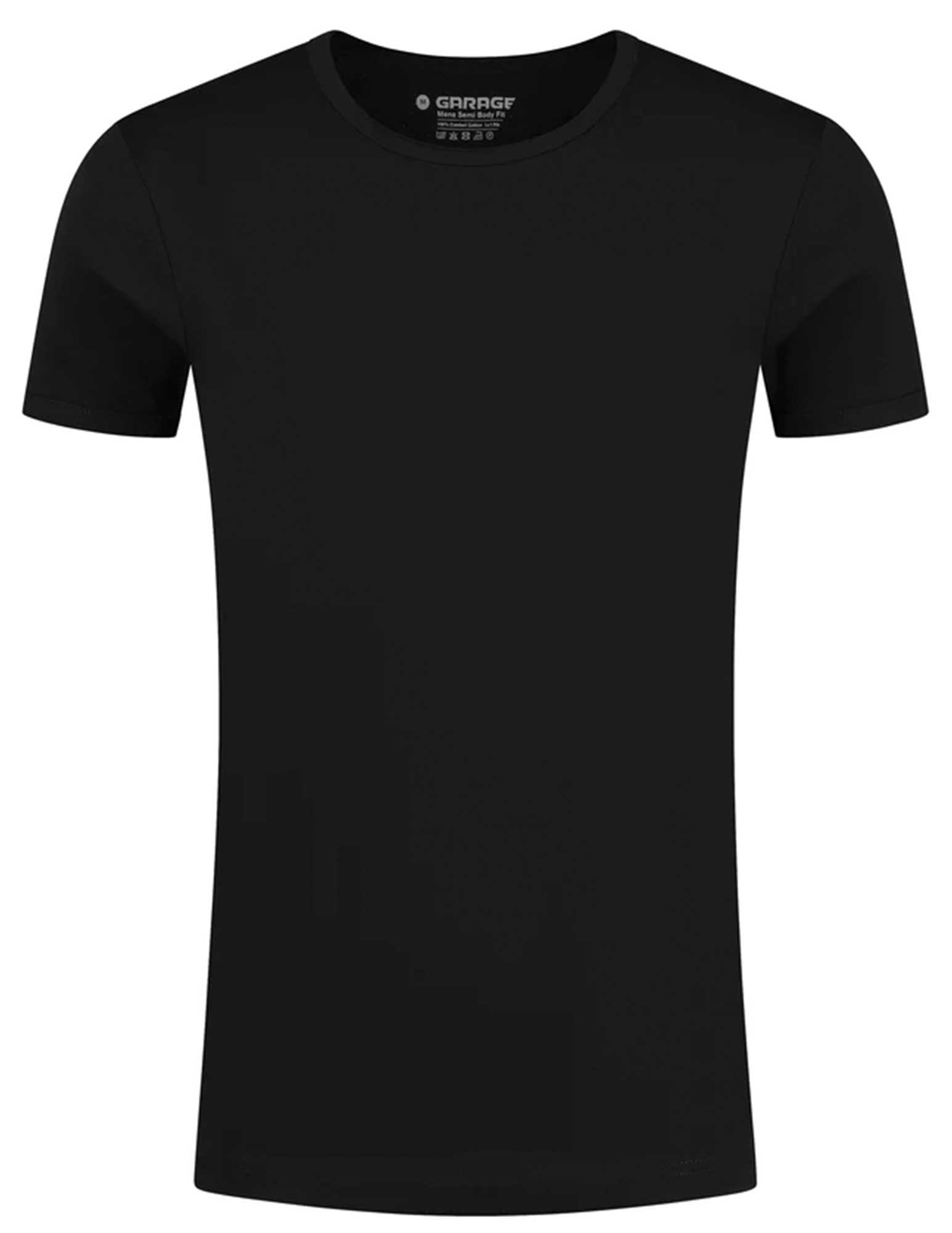 Garage Basic semi bodyfit t-shirt ronde hals 0301 Zwart