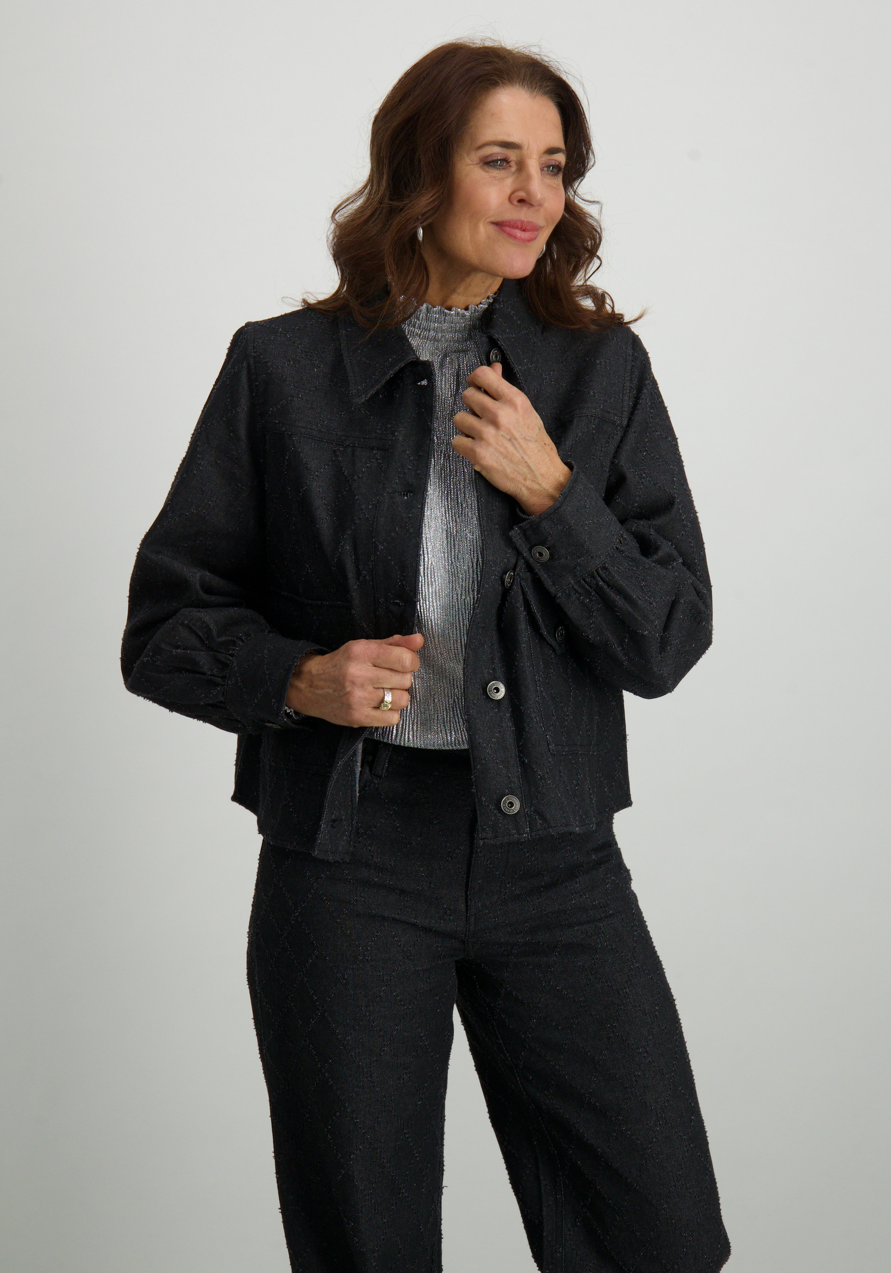 Geisha Jacket met textuur 45860-14 Donker Grijs