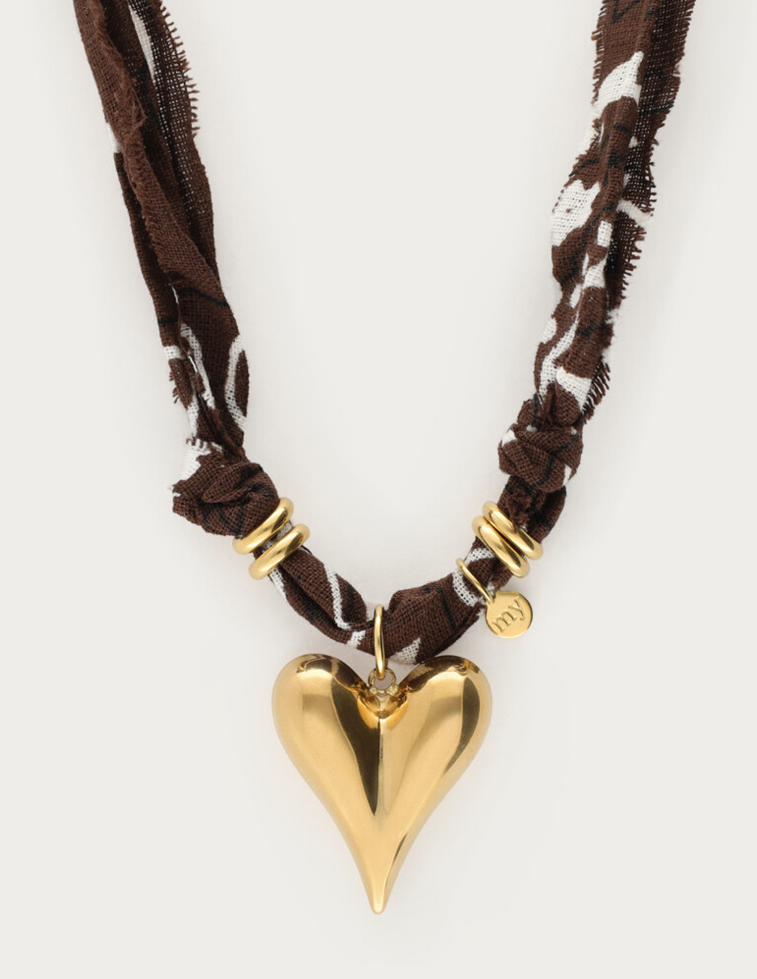 My Jewellery Bruine bandana ketting met hartje MJ15088 Goud