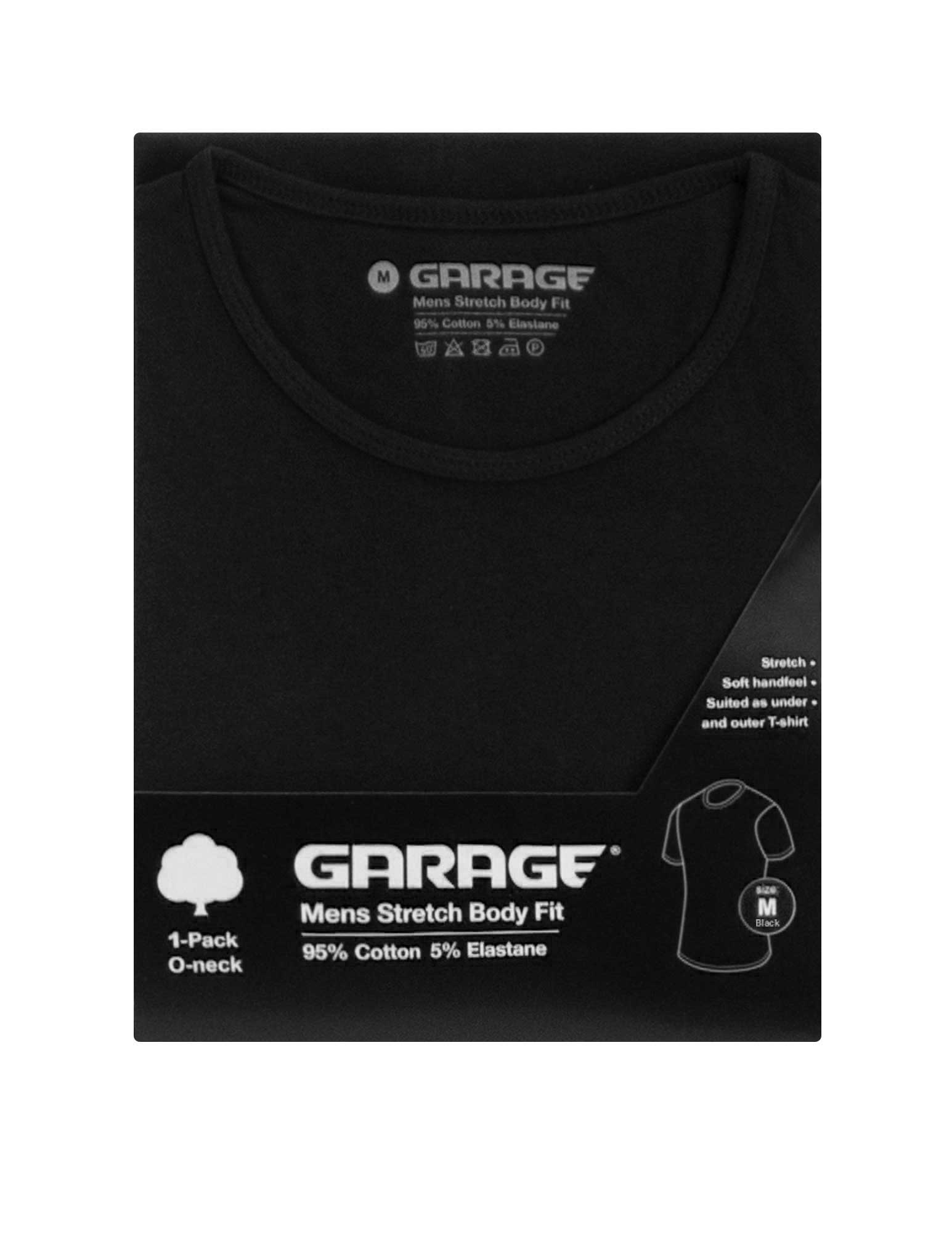 Garage T-shirt Bodyfit ronde hals 0201 Zwart