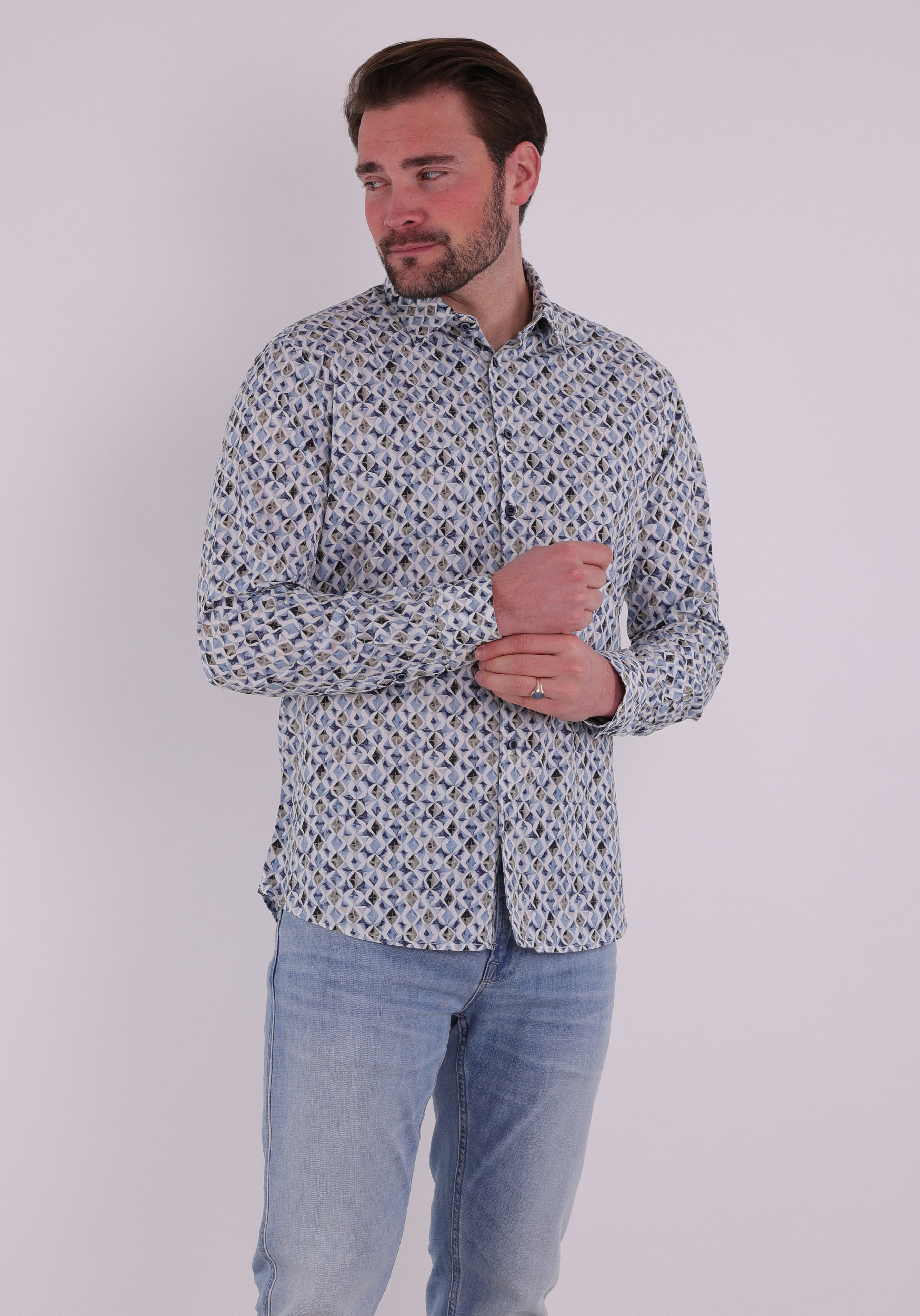 No Excess Overhemd all-over print 31430216 Licht blauw