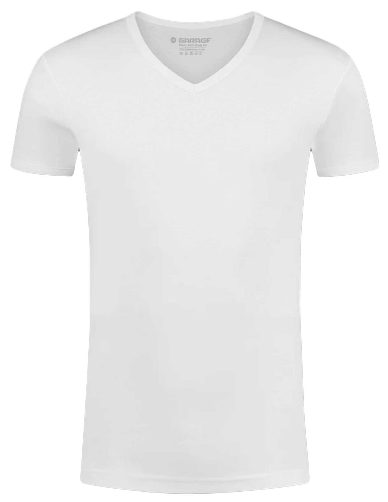 Garage Basic semi bodyfit t-shirt V-hals 0302 Wit