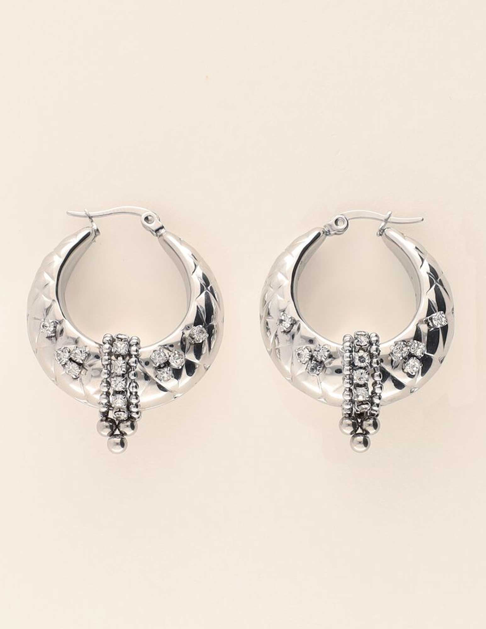 My Jewellery Oorringen Chunky met strass MJ08345 Zilver