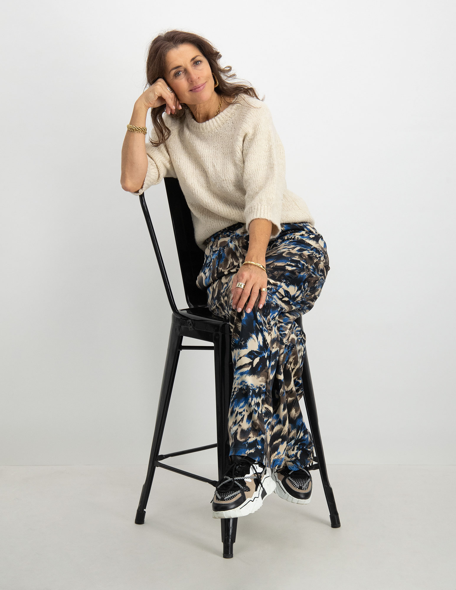 Amaya Amsterdam Broek met print Anna Blauw