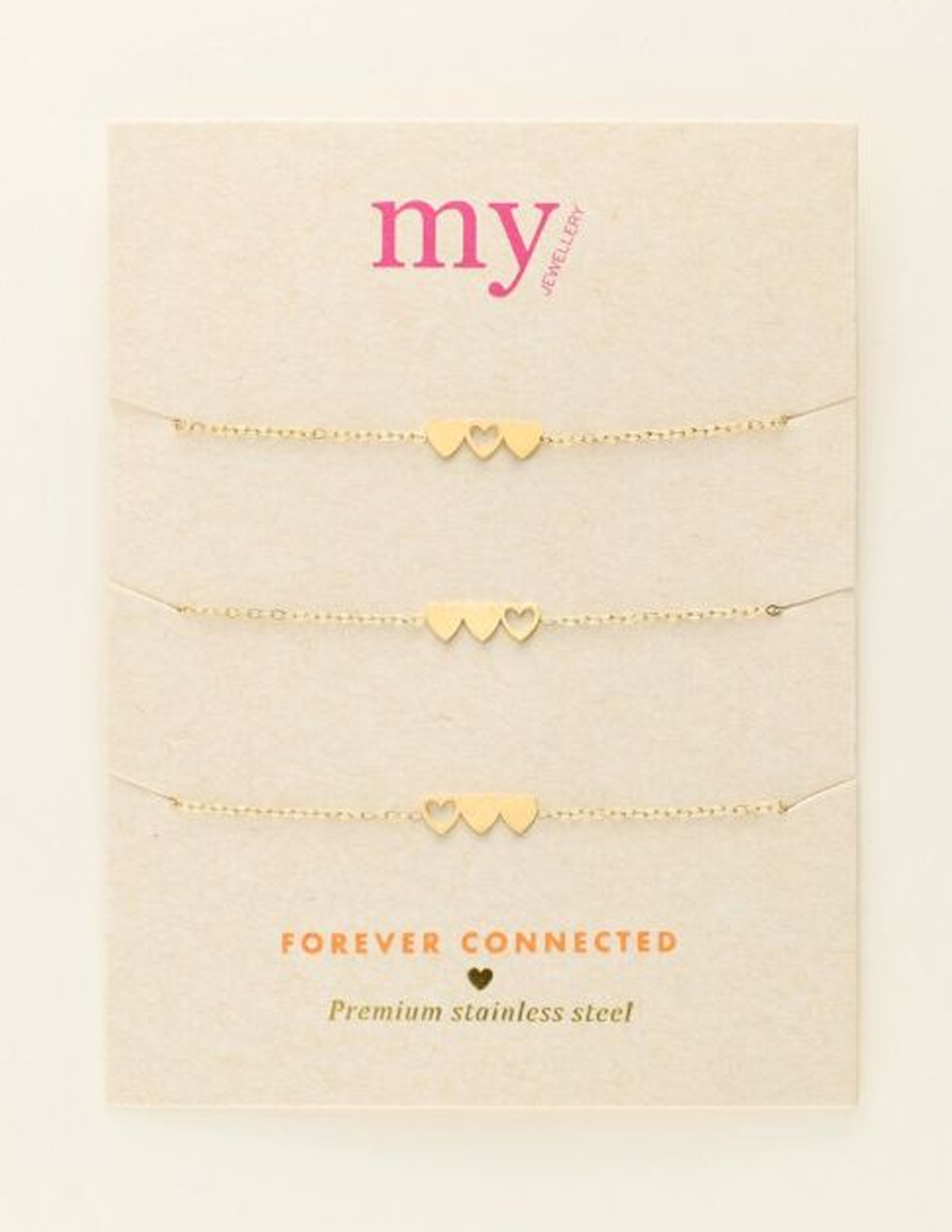 My Jewellery Armband set van 3 hart MJ09022 Goud