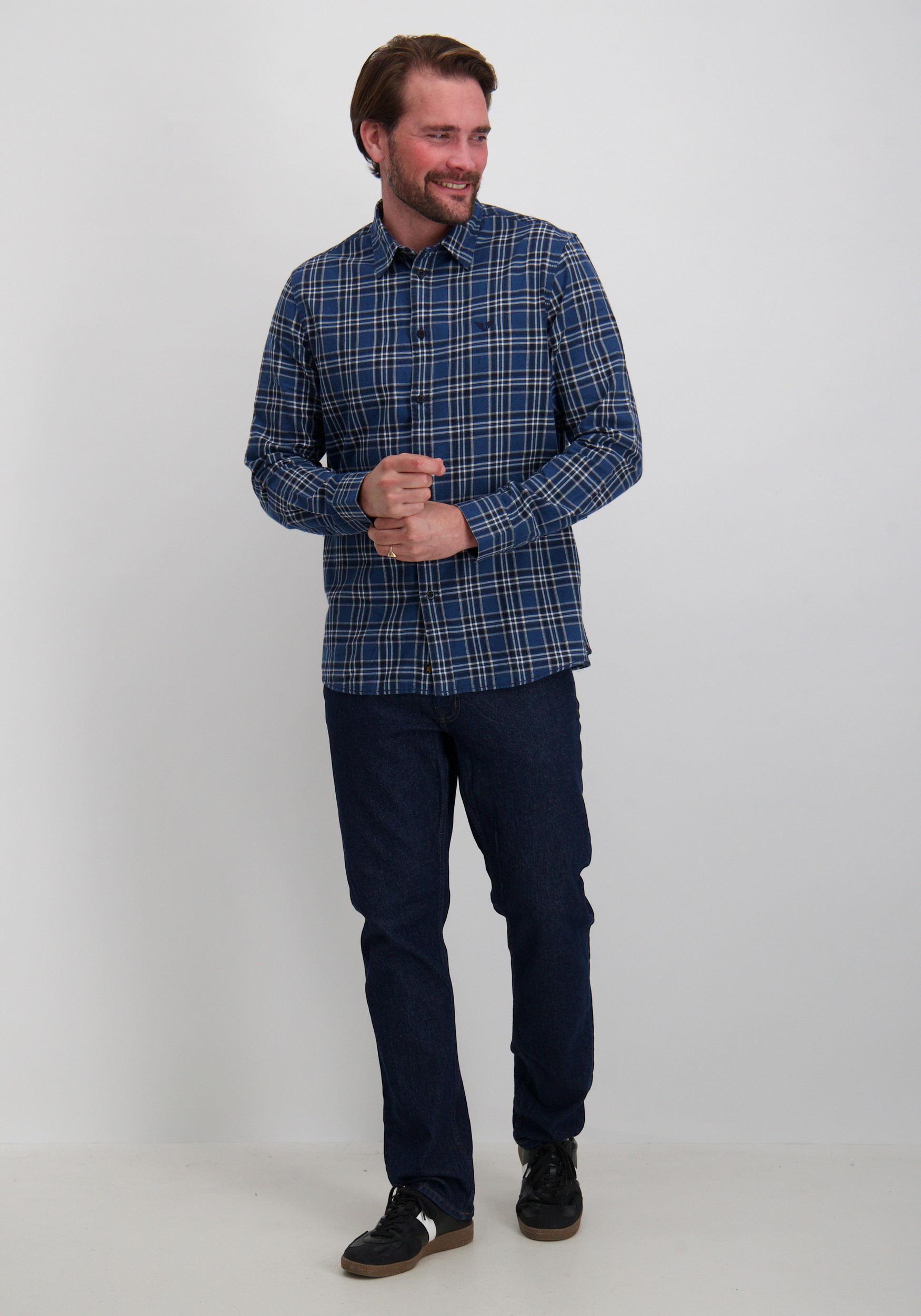 PME Legend Overhemd geruit PSI2510201 Donker blauw