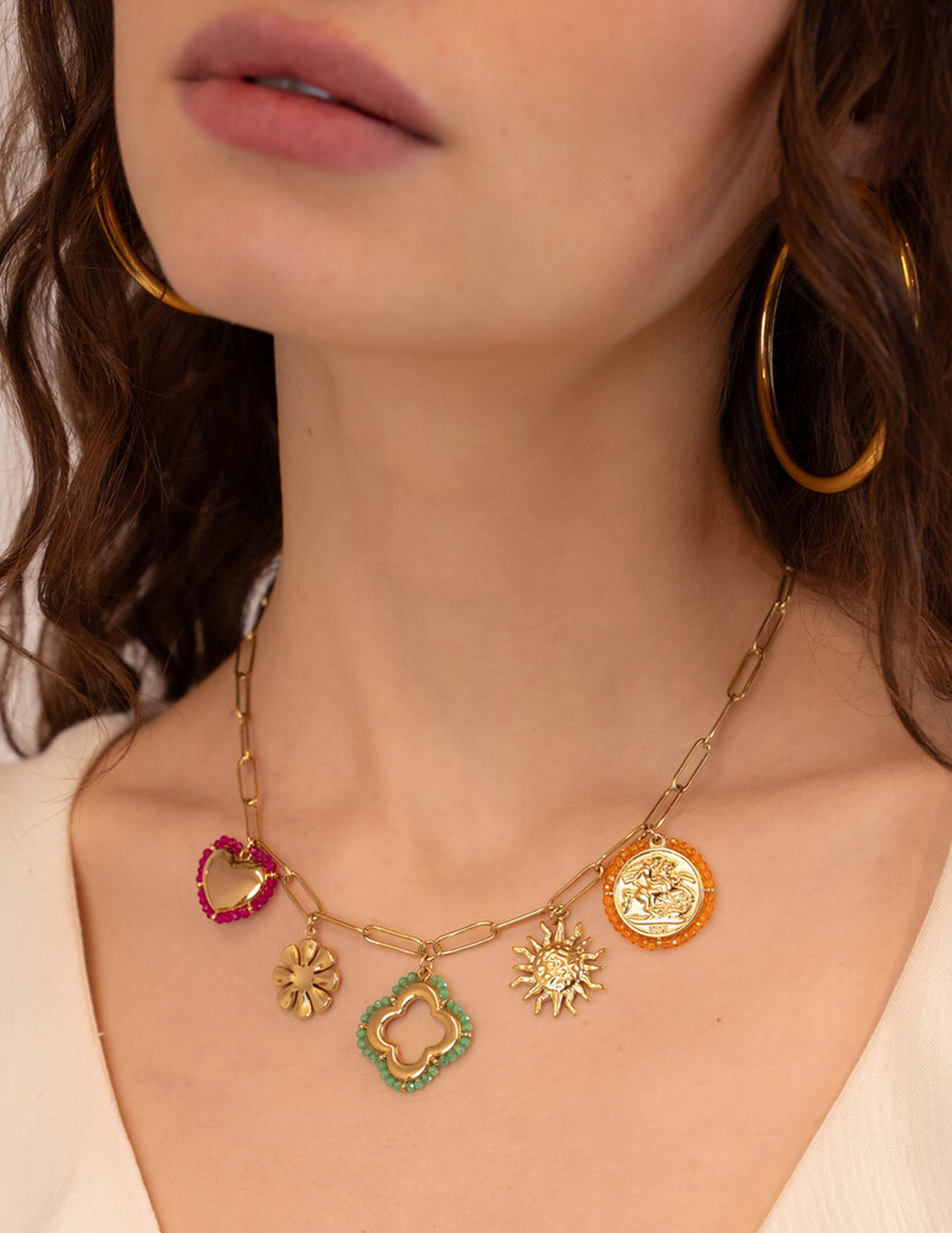 My Jewellery Sunrocks bedelketting met kralen MJ12617 Goud