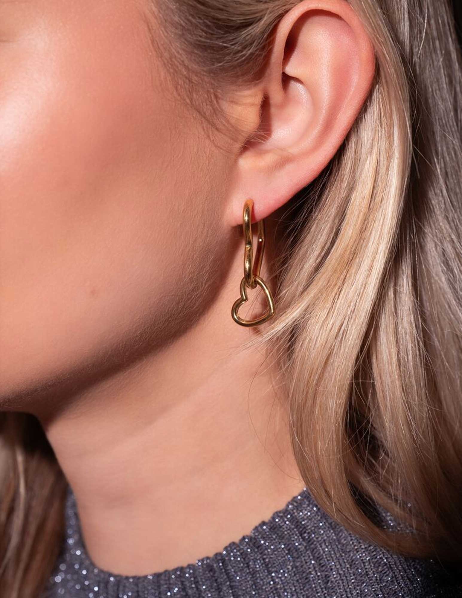 My Jewellery Universe oorbellen dubbele hart MJ09480 Goud