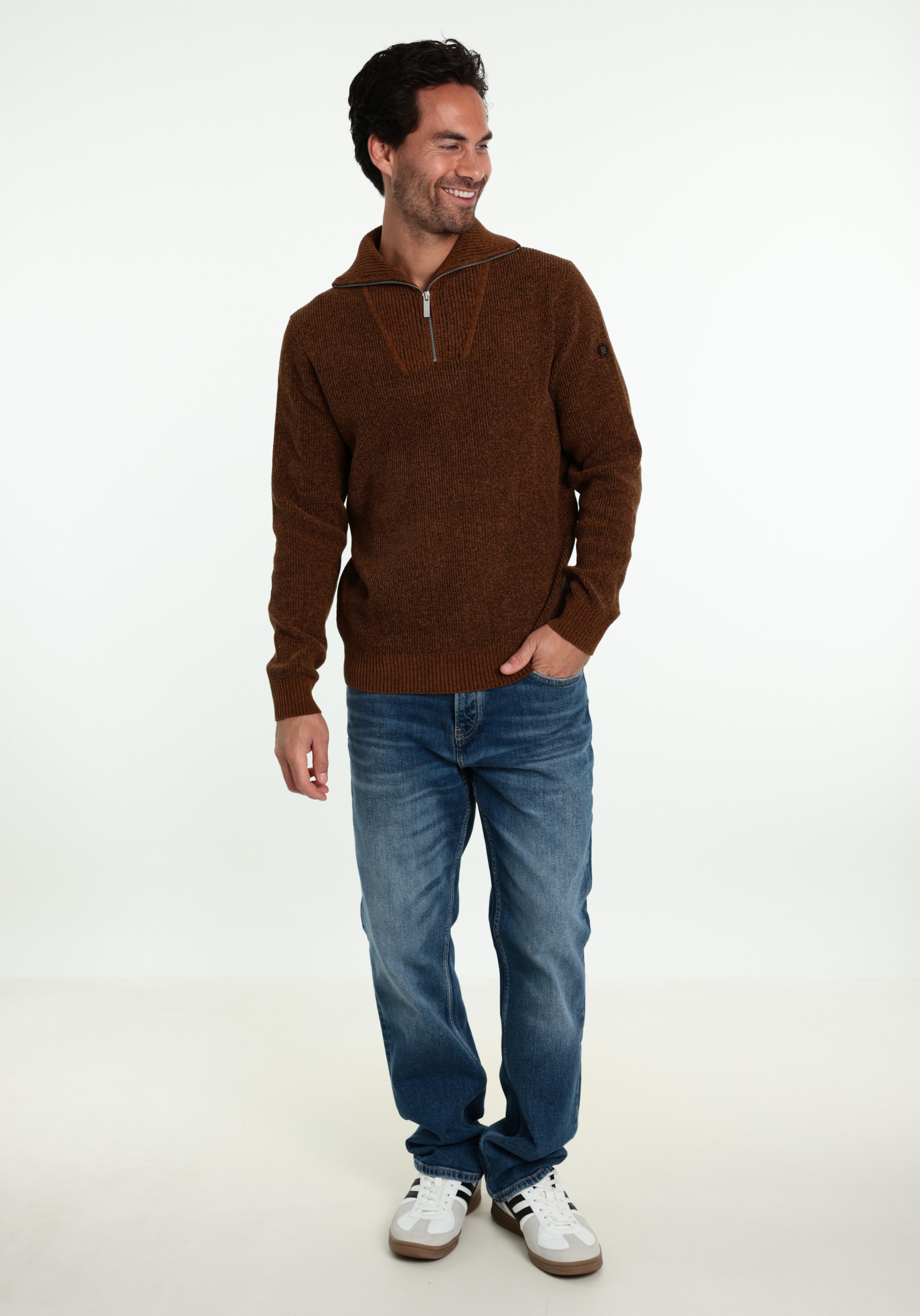No Excess Trui Half zip 33210967SN Licht bruin