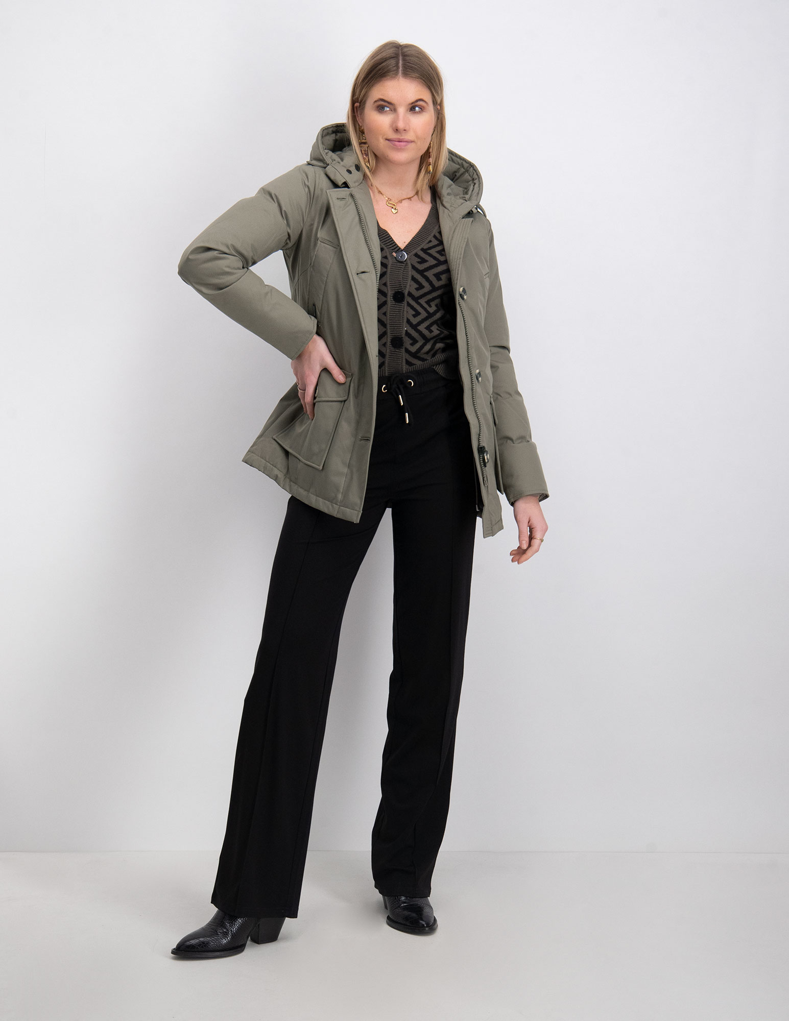 AIRFORCE Winterjas 4 Pocket Parka Herringbone HRW0437 Taupe