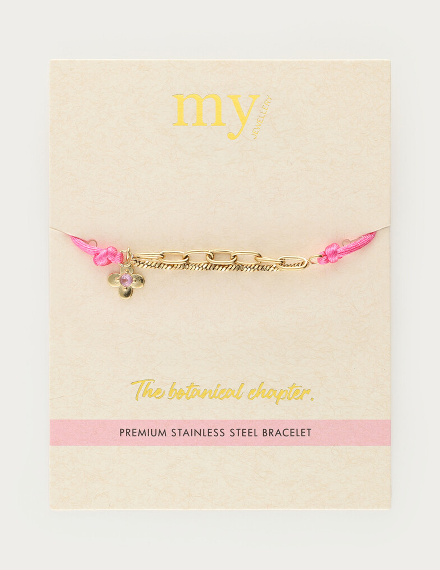 My Jewellery Botanical roze touw armband met bloem MJ15456 Goud