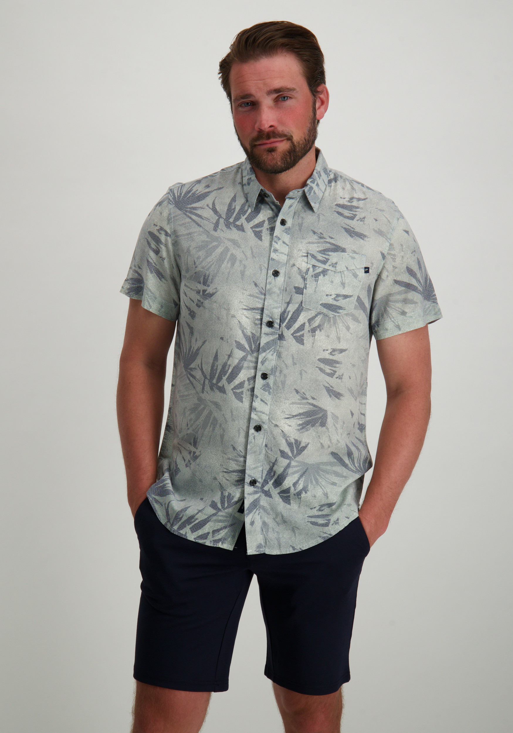 Petrol Overhemd met print M-1050-SIS435 Licht blauw