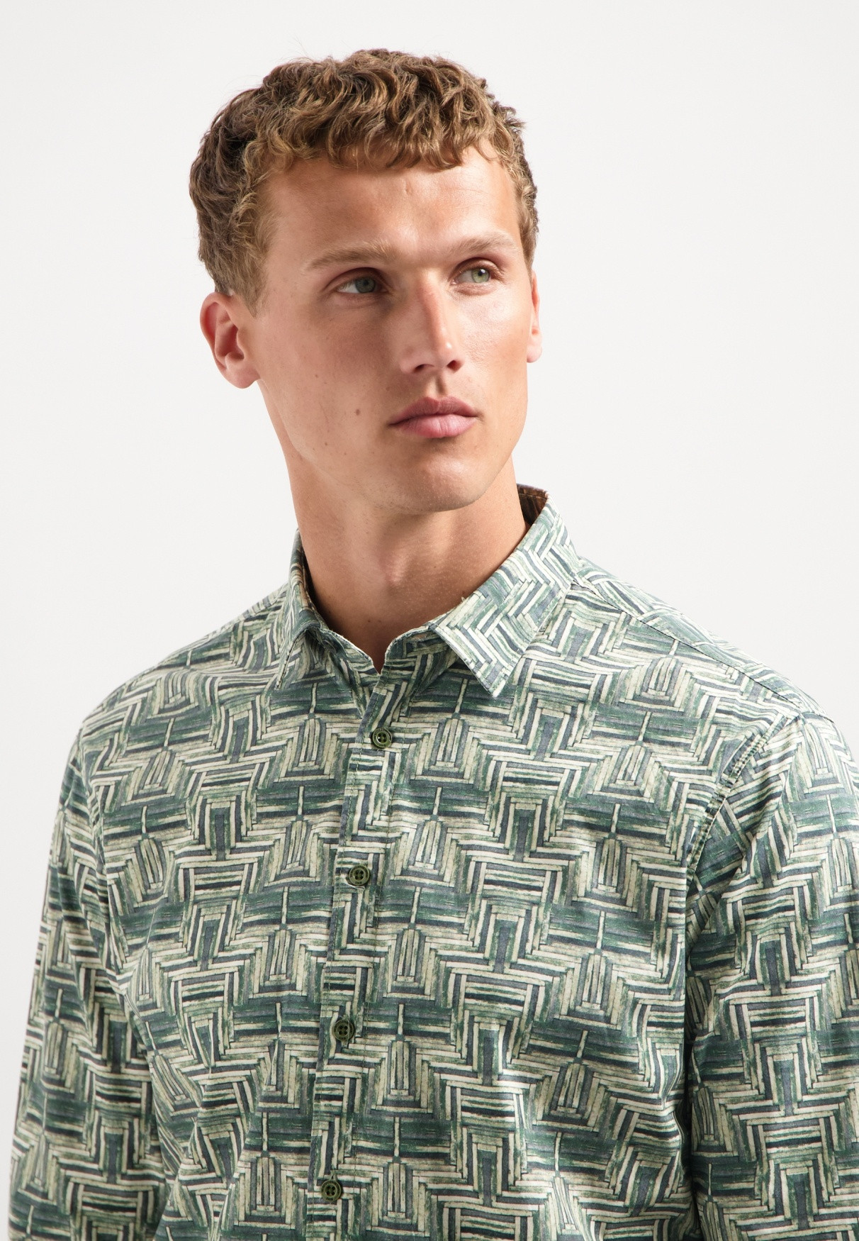 No Excess Overhemd all-over print 29450701 Donker groen