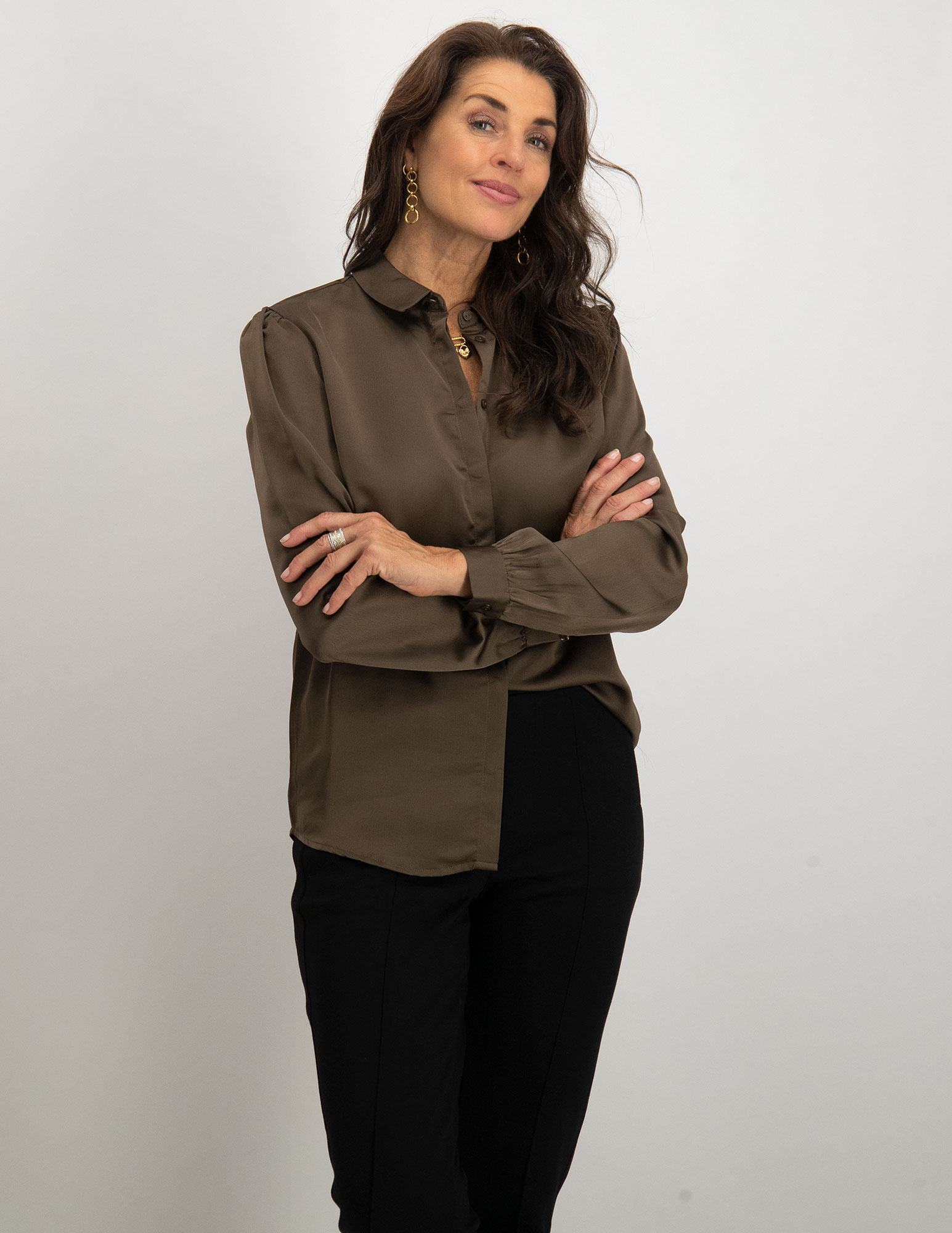 Vila Blouse Ellette Satin 14063320 Khaki