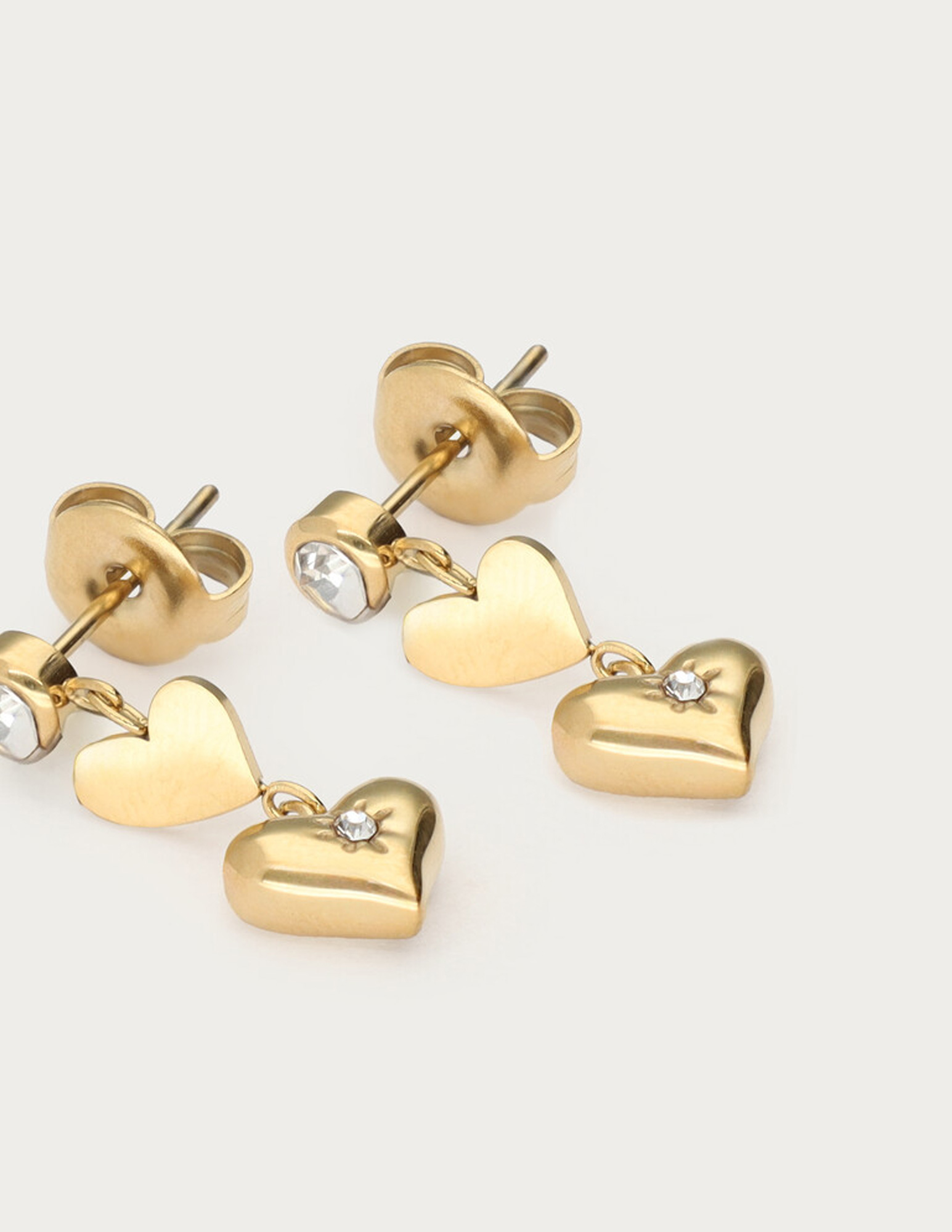 My Jewellery Minimalistische oorhangers met hartjes en strass MJ14773 Goud