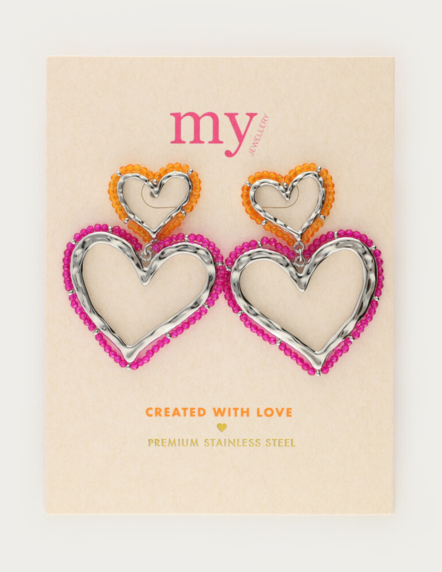 My Jewellery Sunrocks oorhanger hartjes met kralen MJ12623 Zilver