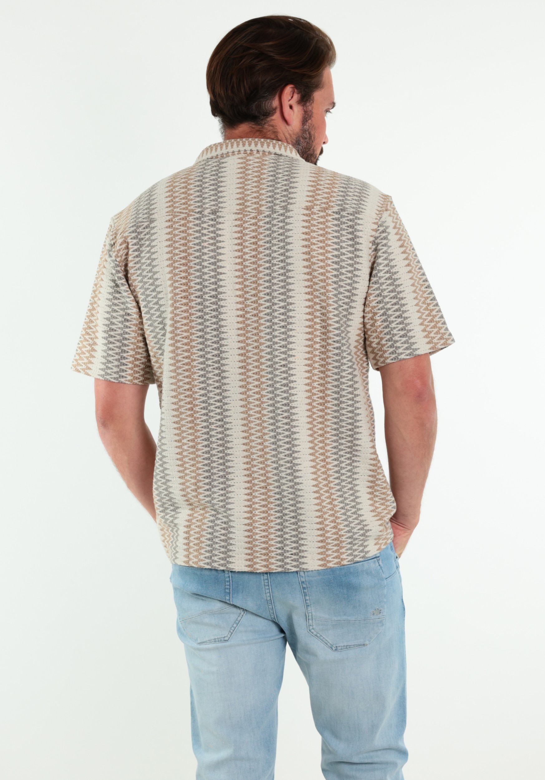 No Excess Overhemd met reliëf patroon 31490305 Beige