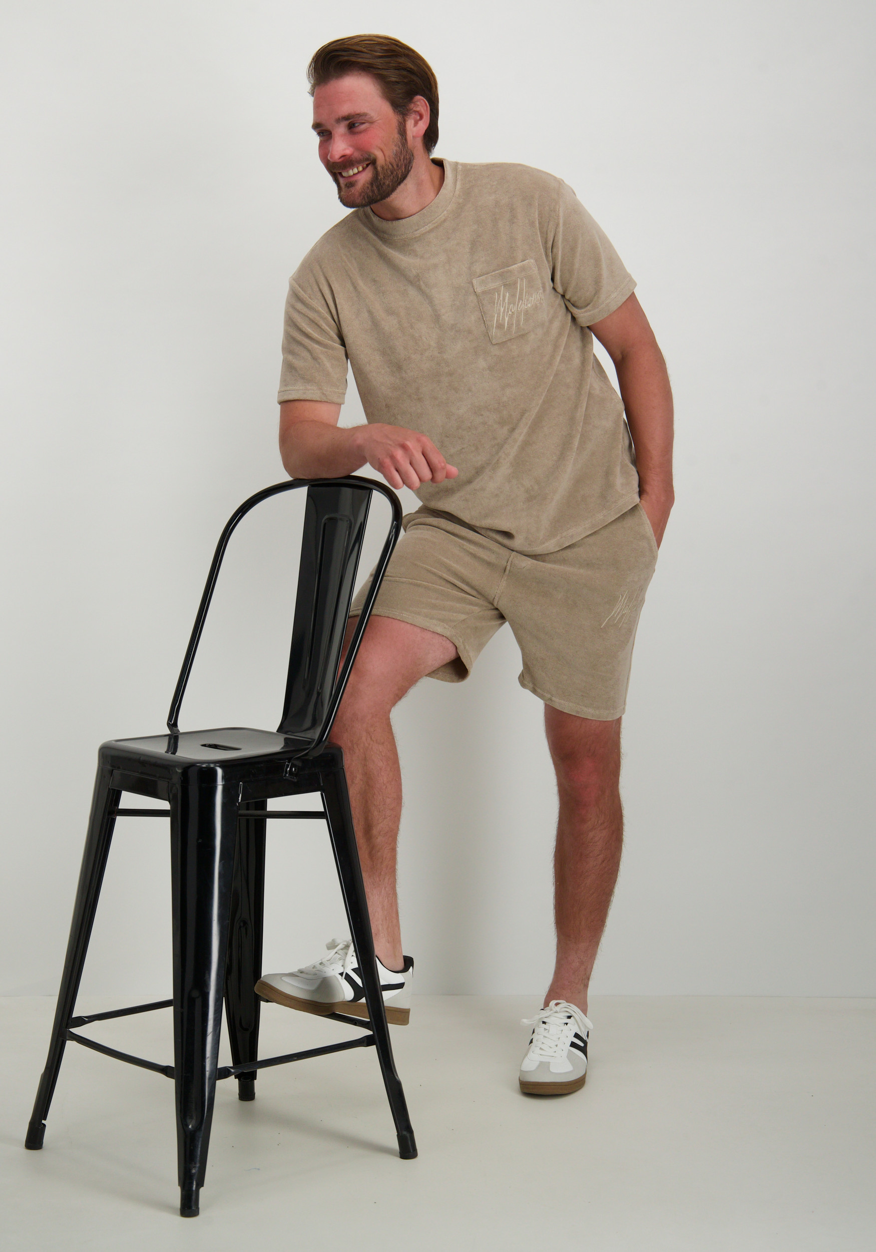 Malelions Short Signature Towweling MM3-SS25-26 Taupe