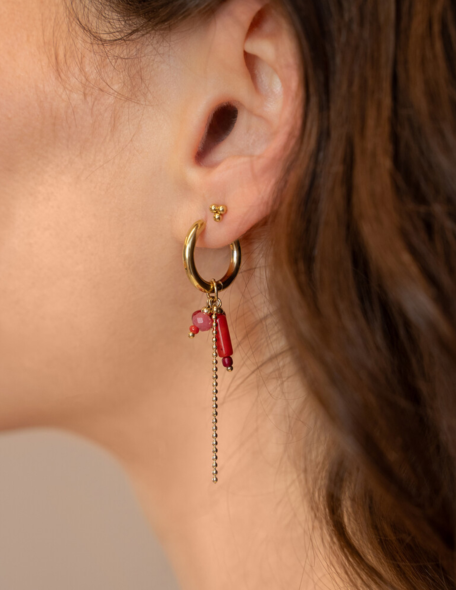 My Jewellery Sunrocks oorringen met rode stenen MJ12741 Goud