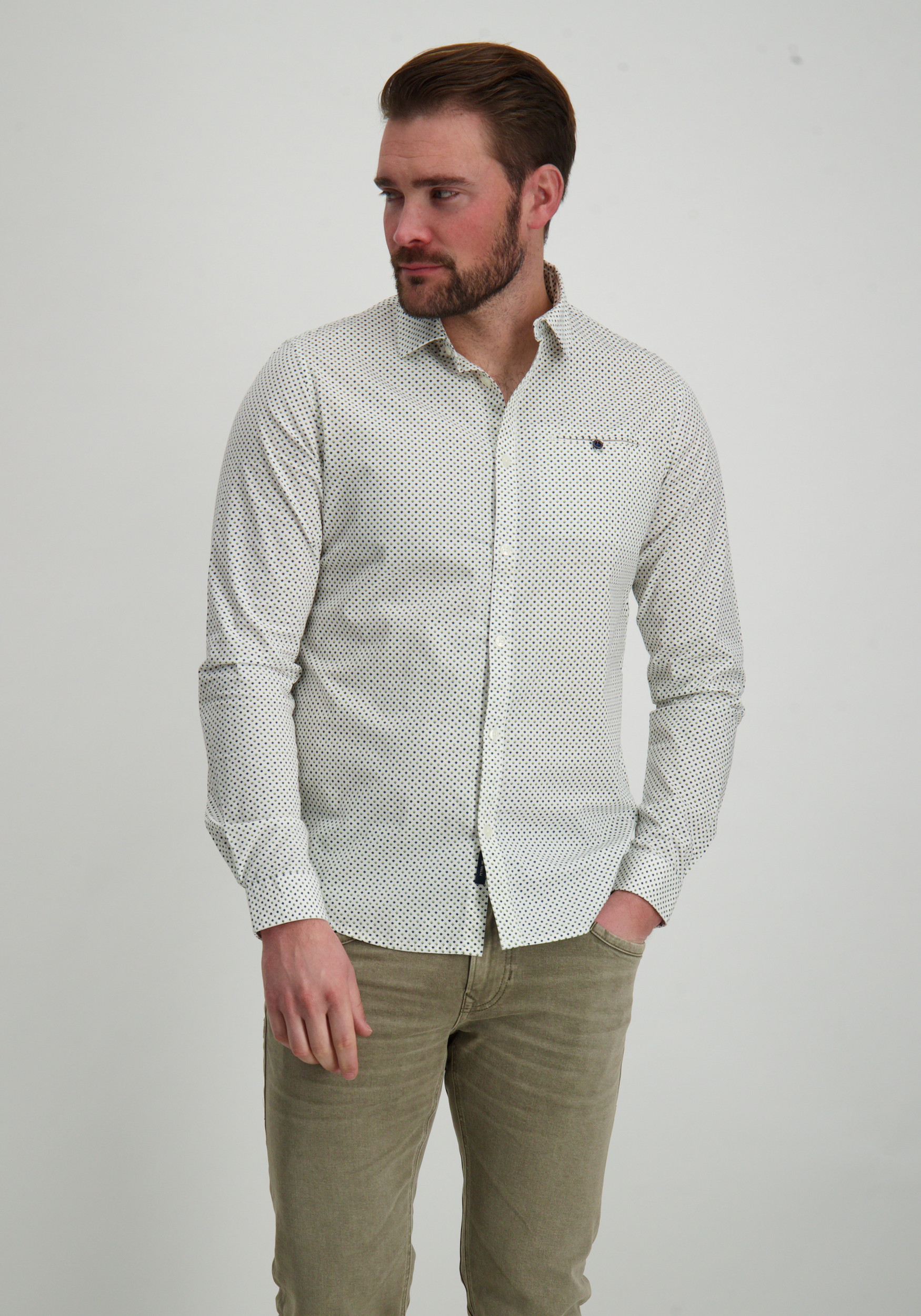 Petrol Overhemd M-1050-SIL405 Wolwit-ecru