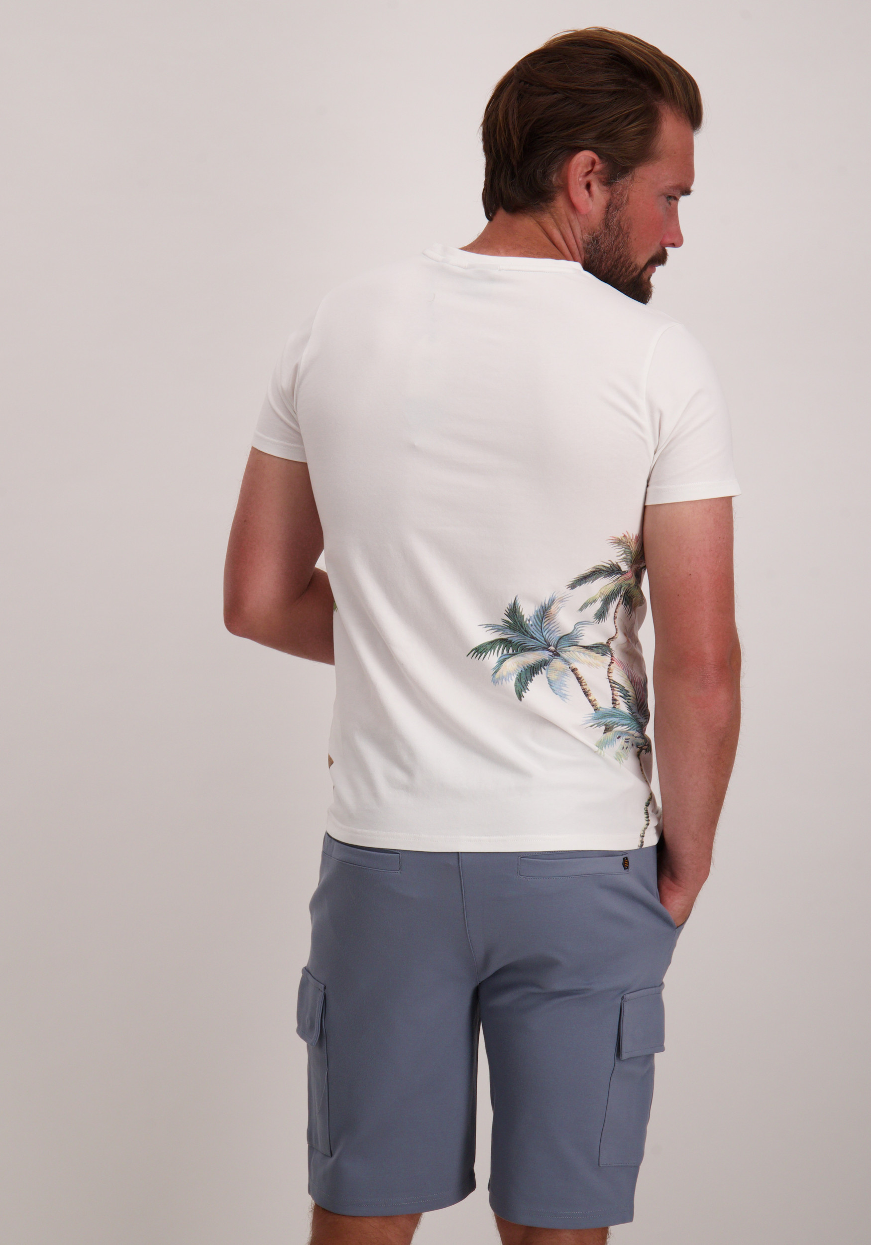 Petrol T-shirt met opdruk M-1050-TSR673 Wit