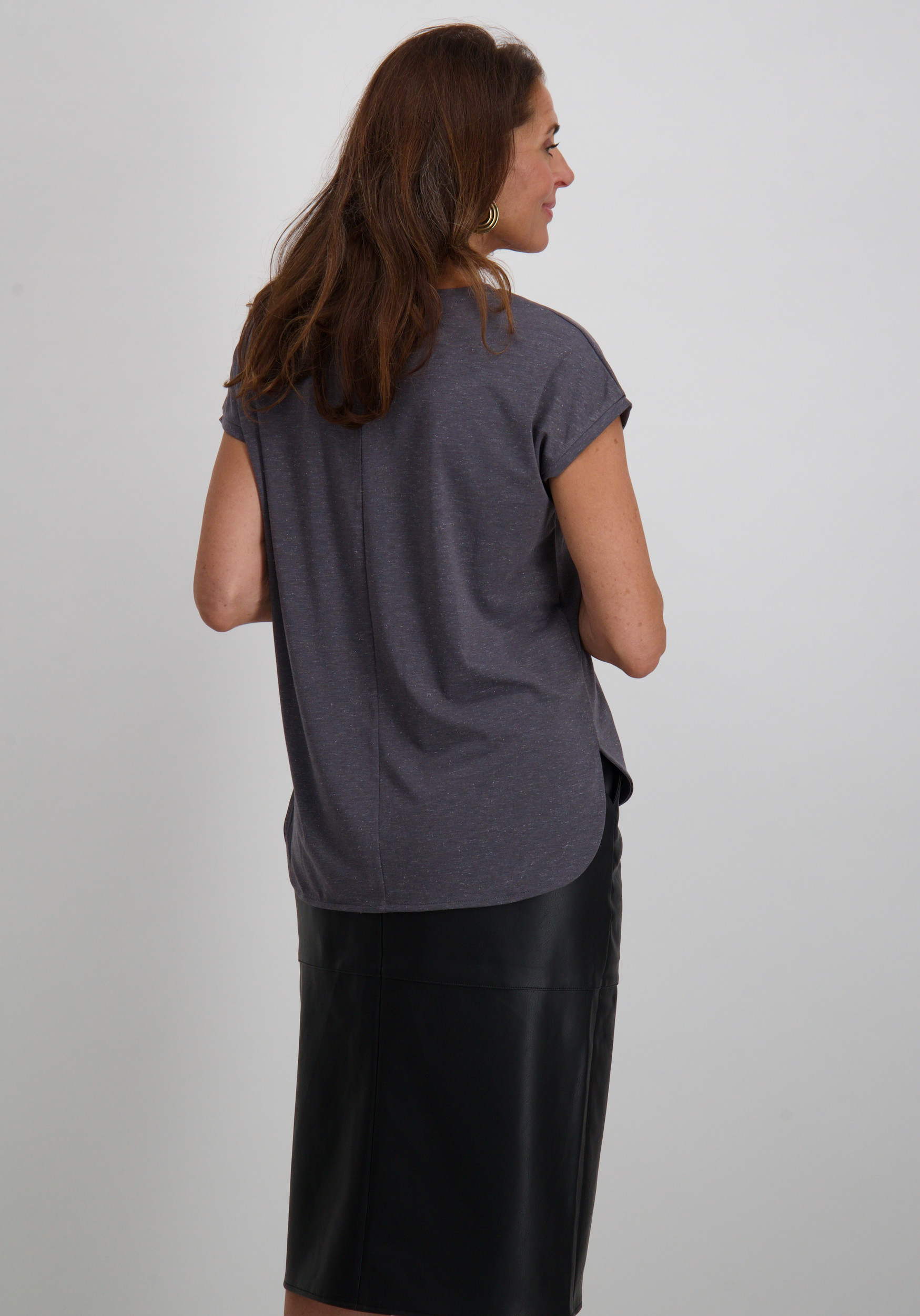 Ichi T-shirt Rebel  20109945 Donker Grijs