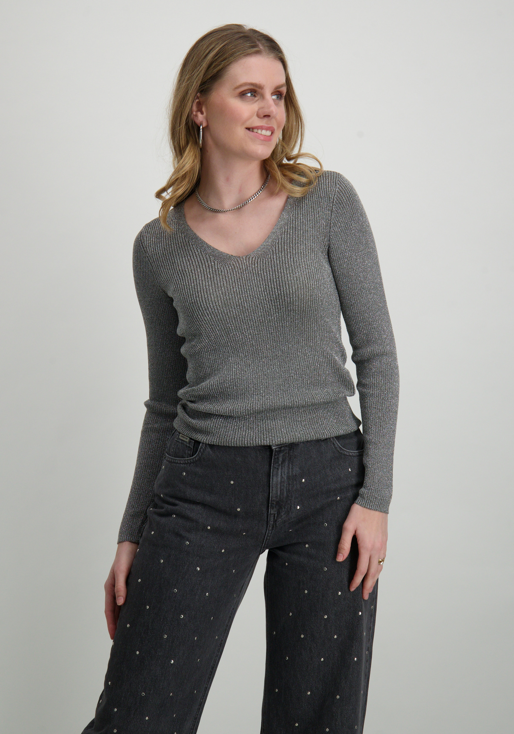 Jacqueline de jonge Trui Bodilla lurex 15335494 Grijs