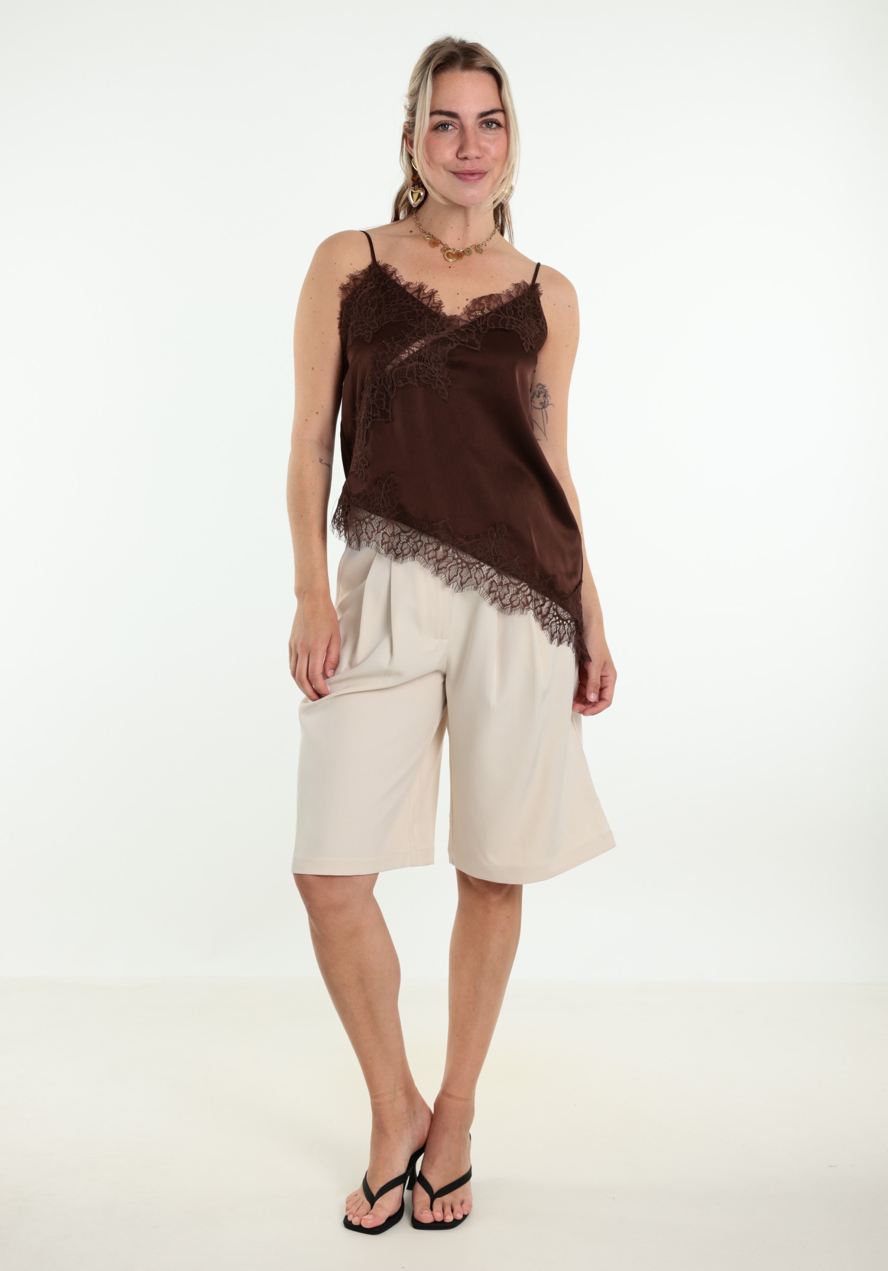 VERO MODA Lace singlet 10352170 Bruin
