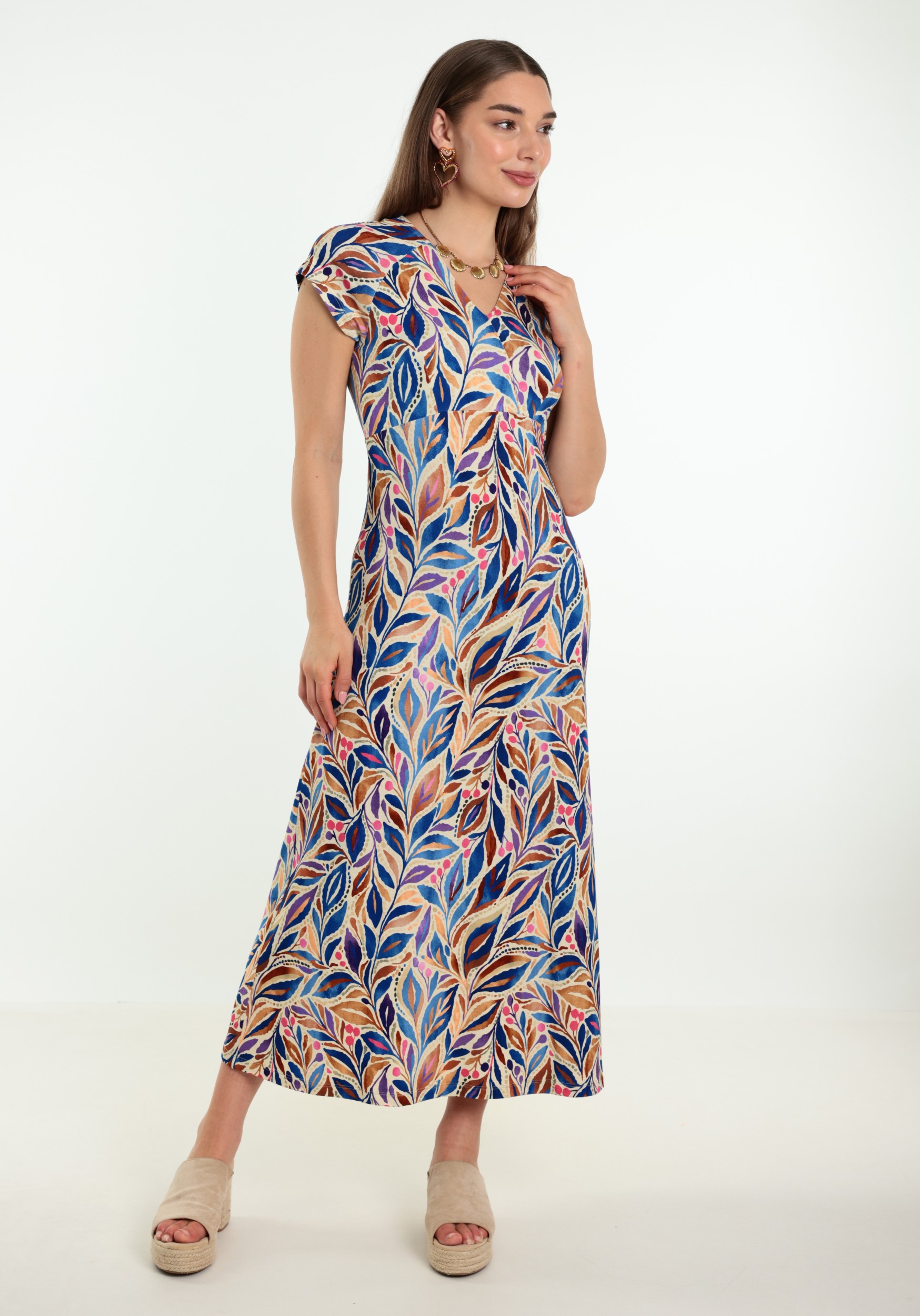 Geisha Lange jurk all-over print 67423-60 JANE Turquoise