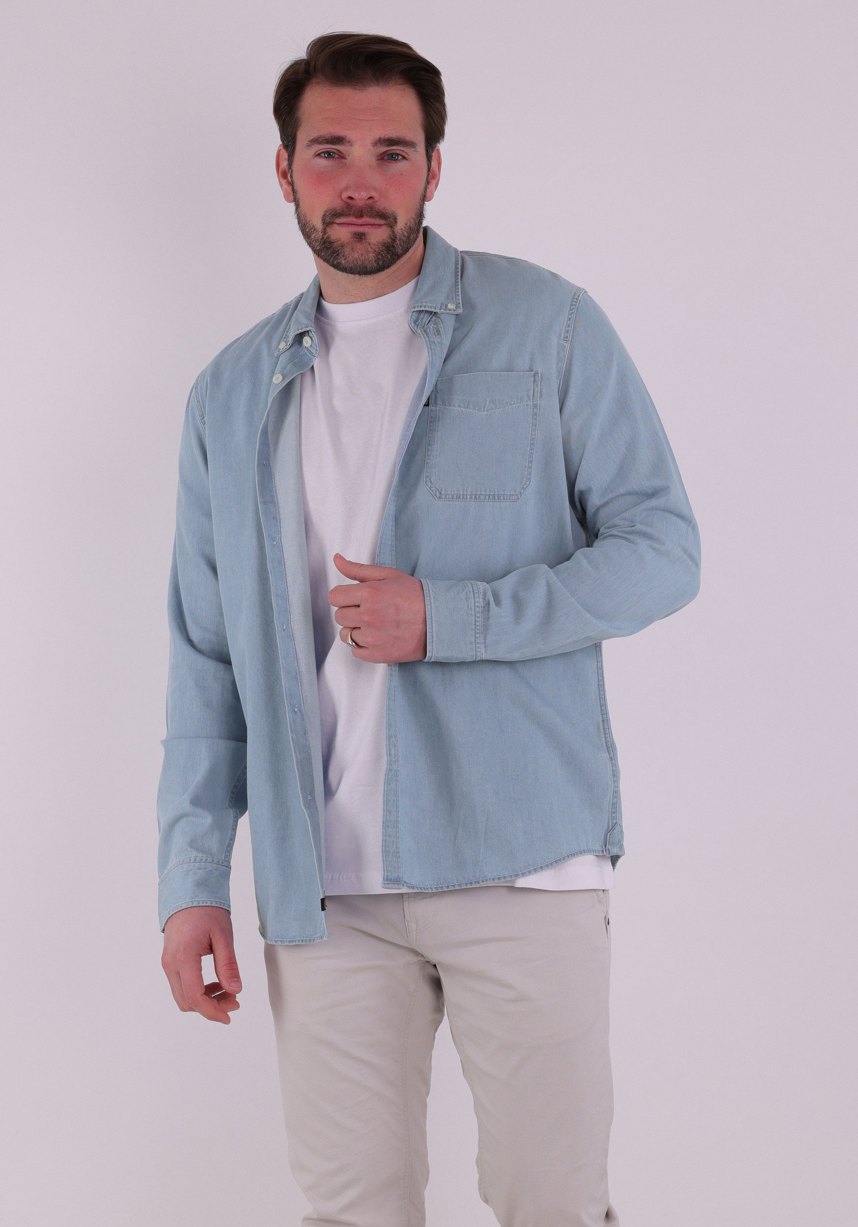 PME Legend Overhemd denim PSI2602238 Licht blauw