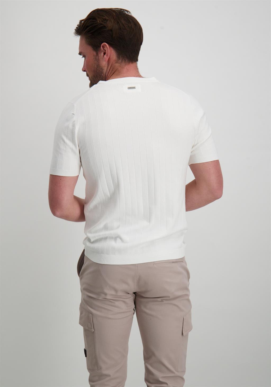 Pure White T-shirt fijn gebeid 24010808 Wolwit-ecru
