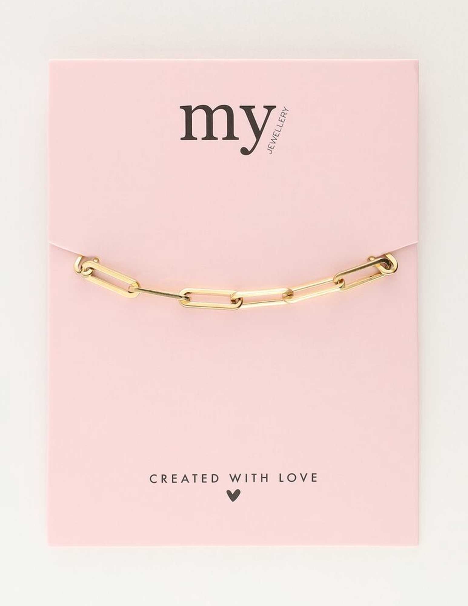 My Jewellery Armband met grote vierkante schakels MJ10401 Goud