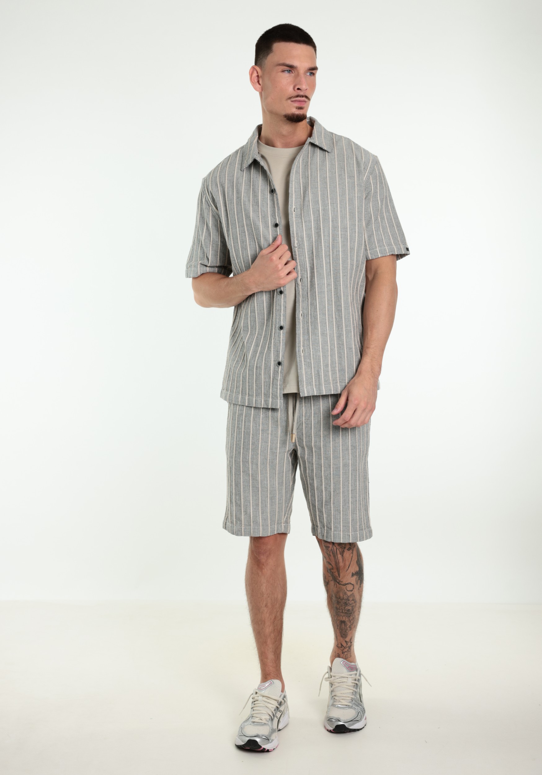 No Excess Overhemd stripes 32460446 Beige