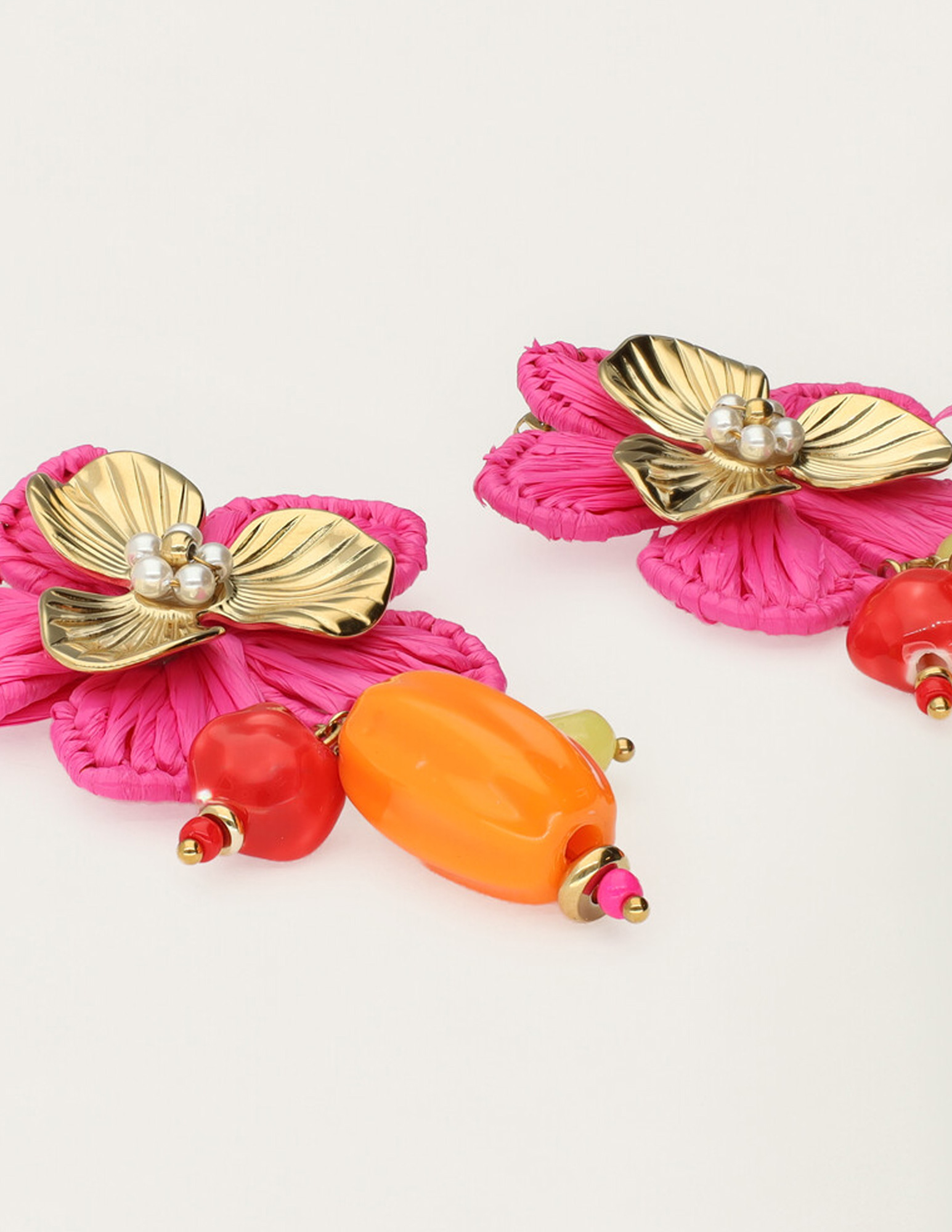 My Jewellery Tropical statement oorhangers roze bloem MJ15622 Goud