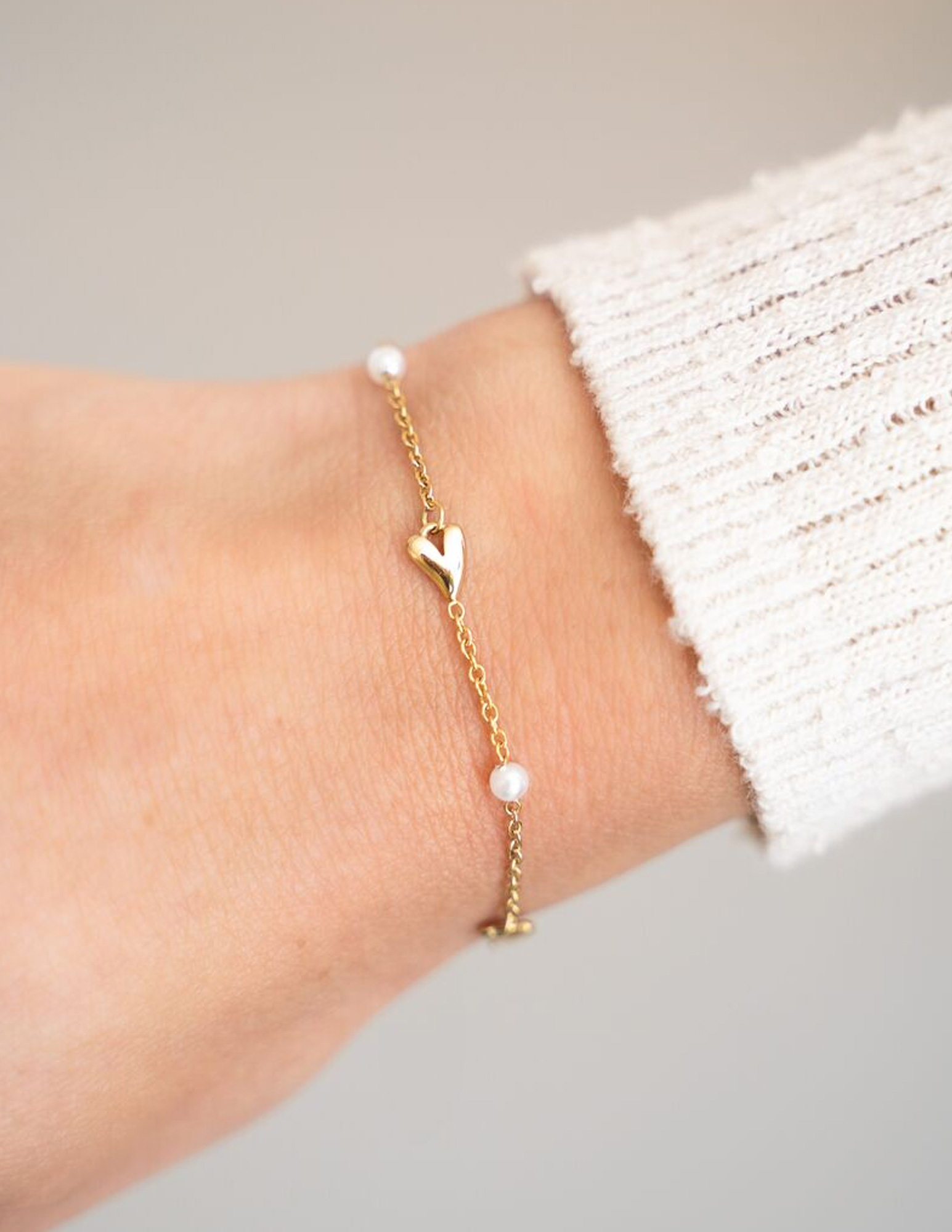 My Jewellery Armband met hartjes en parels MJ10144 Goud