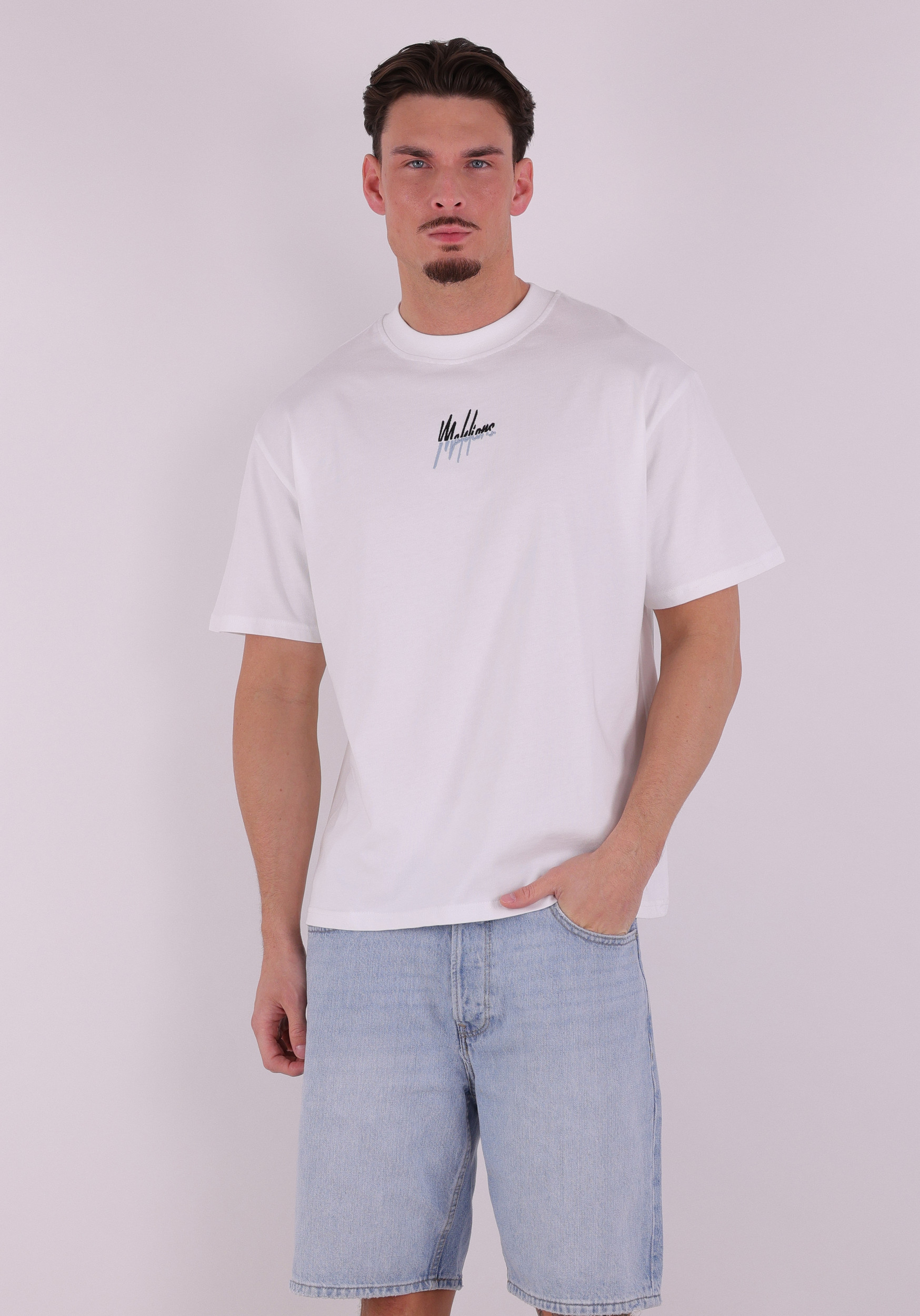 Malelions T-shirt Split oversized  MMC30026011 Wit
