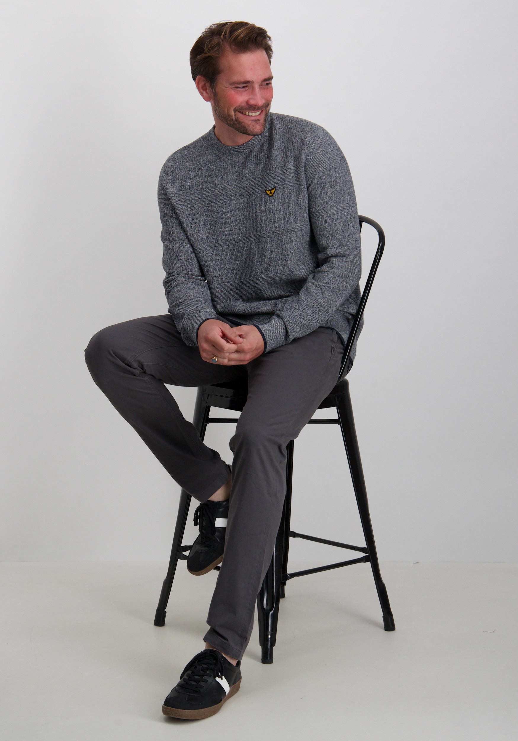 PME Legend Trui structure PKW2508305 Donker blauw