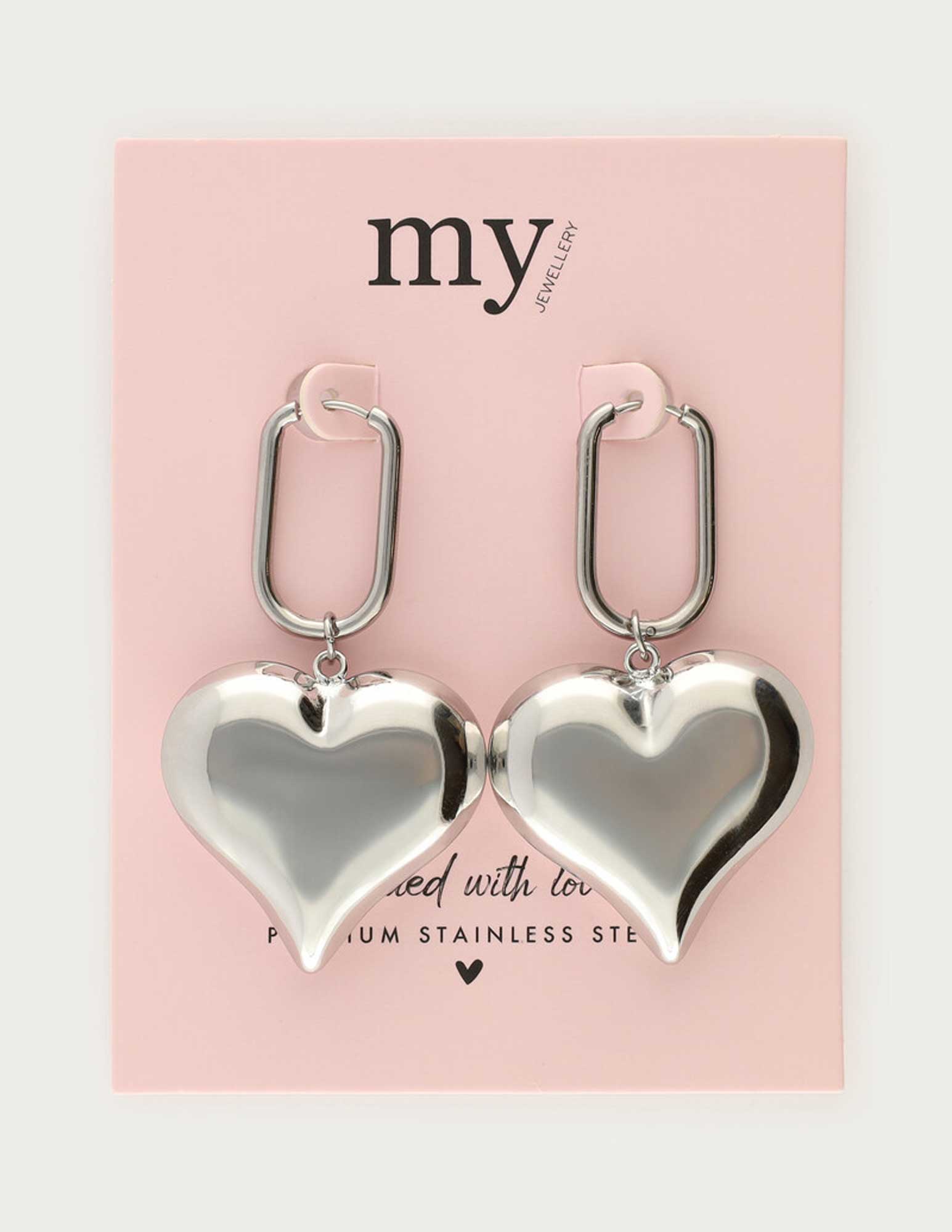 My Jewellery Square hoop heart oorbellen MJ13052 Zilver