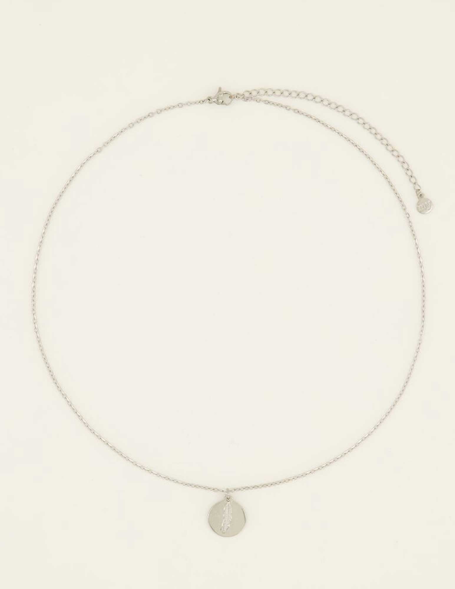 My Jewellery Ketting met munt en veer MJ08431 Zilver