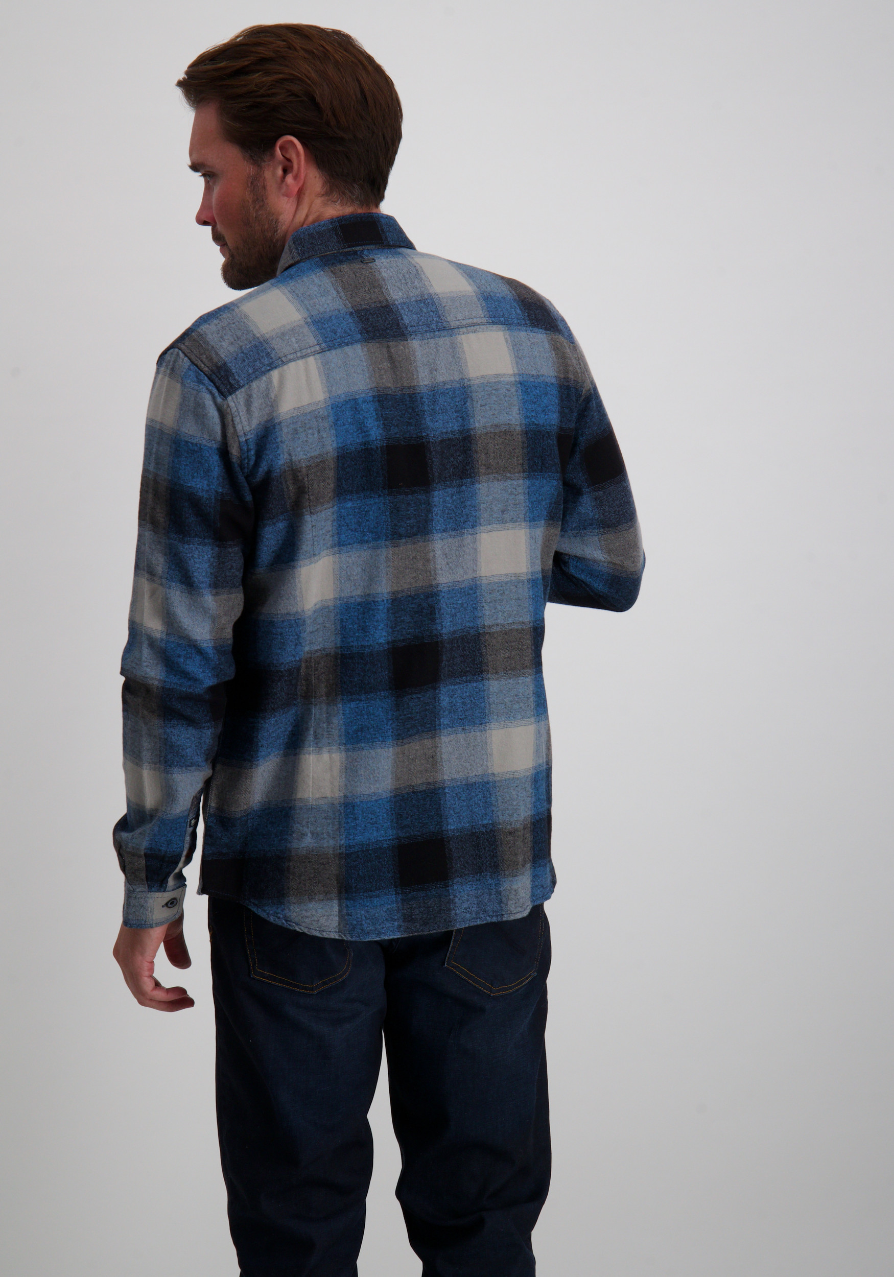 Petrol Overshirt Geruit M-3050-SIL417 Blauw