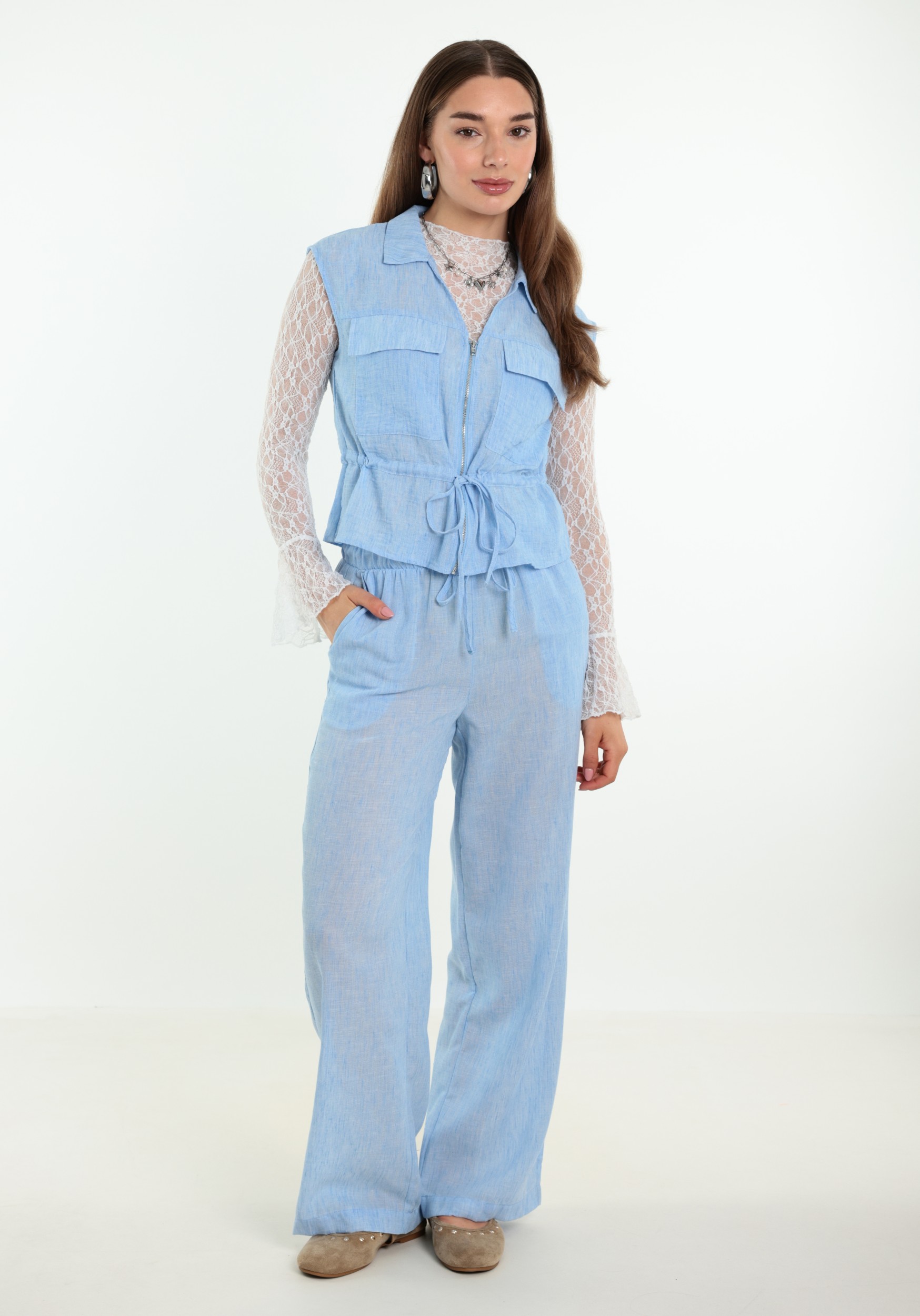 VERO MODA Gilet Charline 10350440 Licht blauw