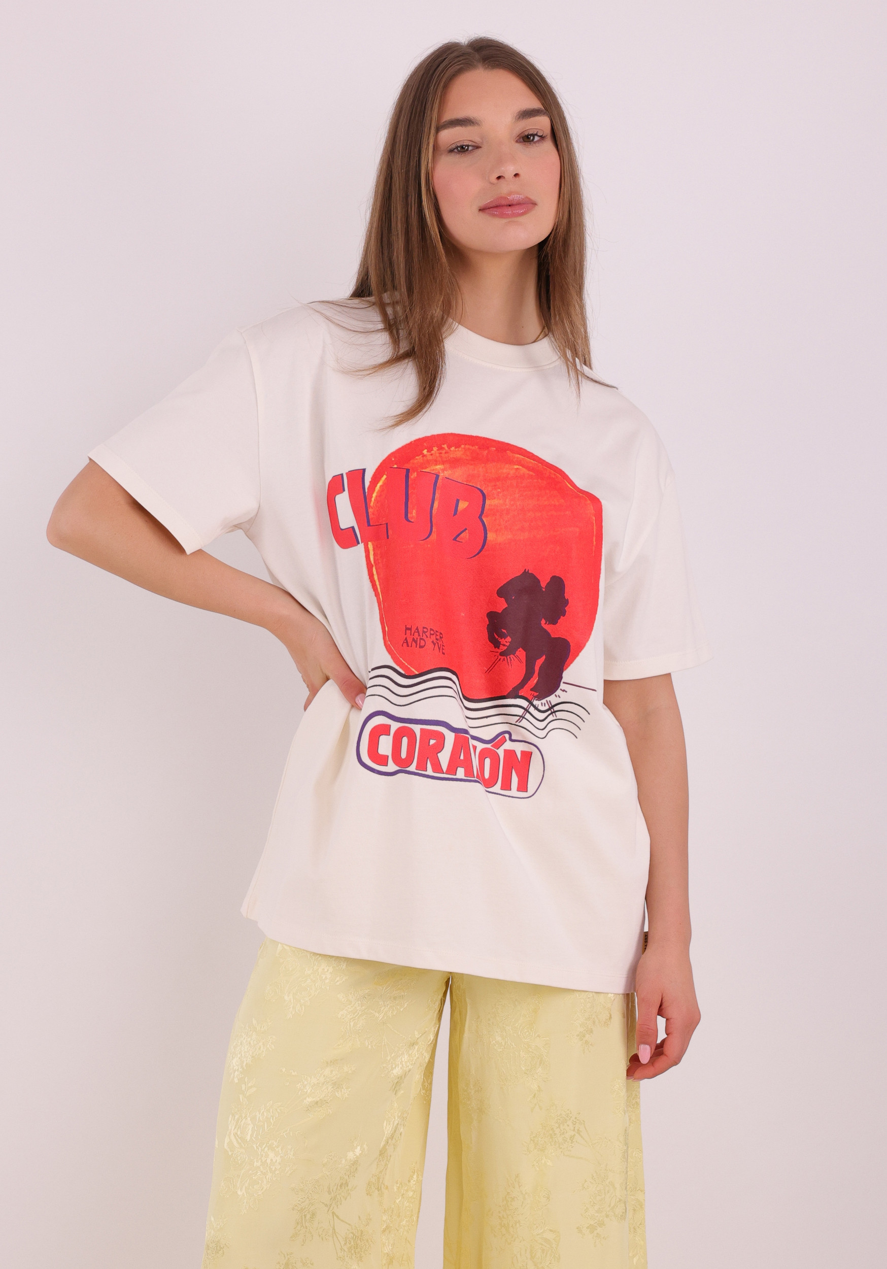 Harper & Yve T-shirt Club corazon SS6Y307 Ecru