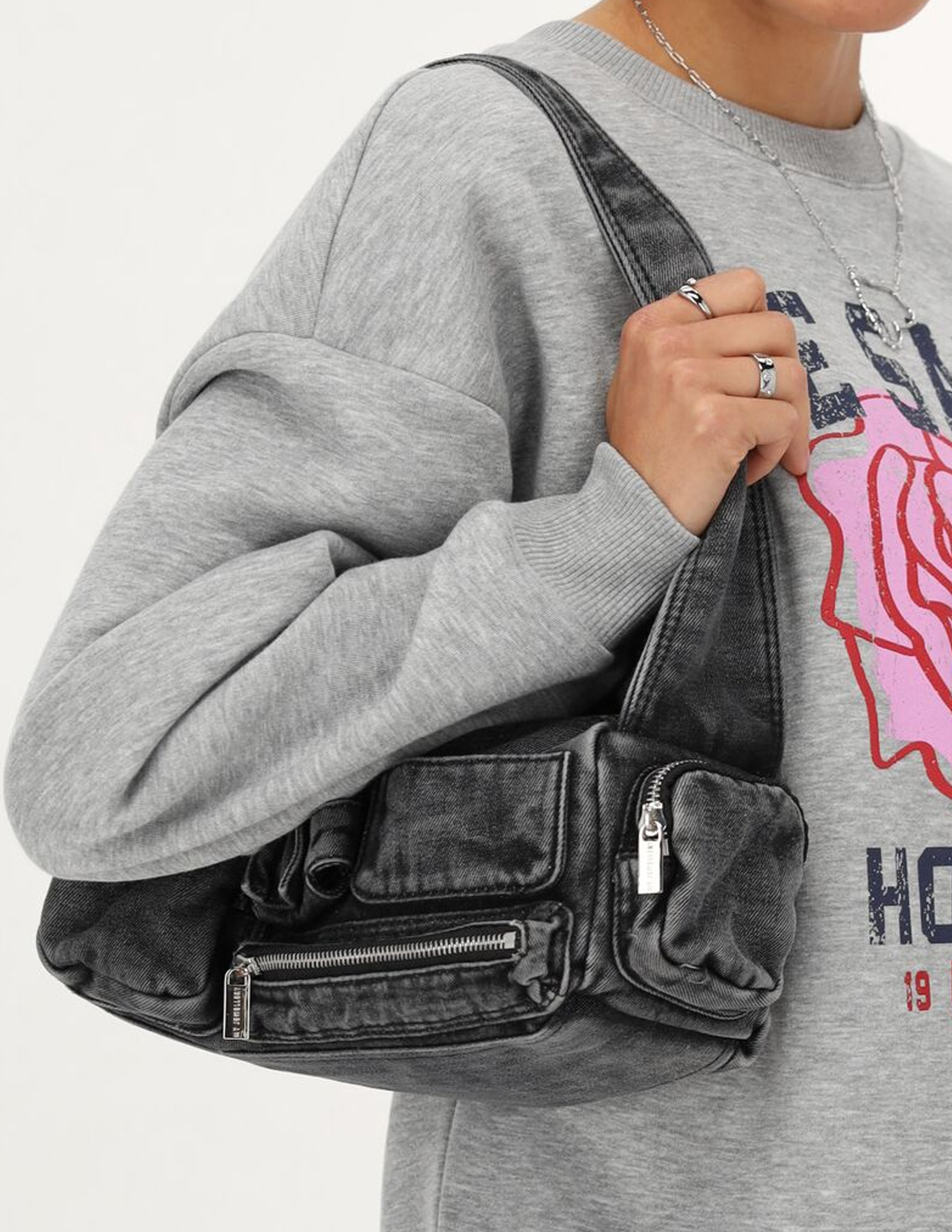 My Jewellery Schoudertas met vakjes en ritsen MJ11960 Grijs