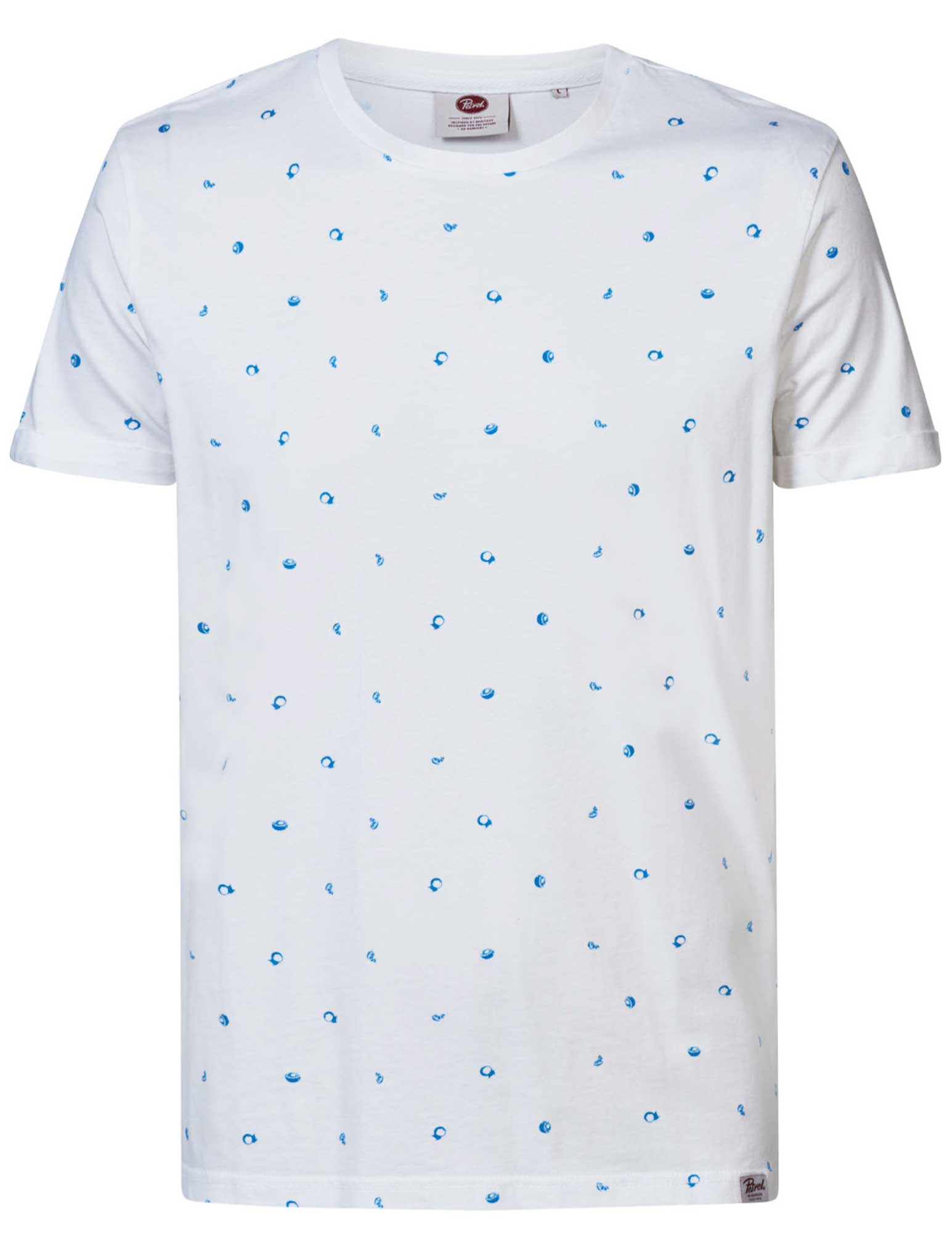 Petrol T-shirt met print M-1030-TSR687 Wit