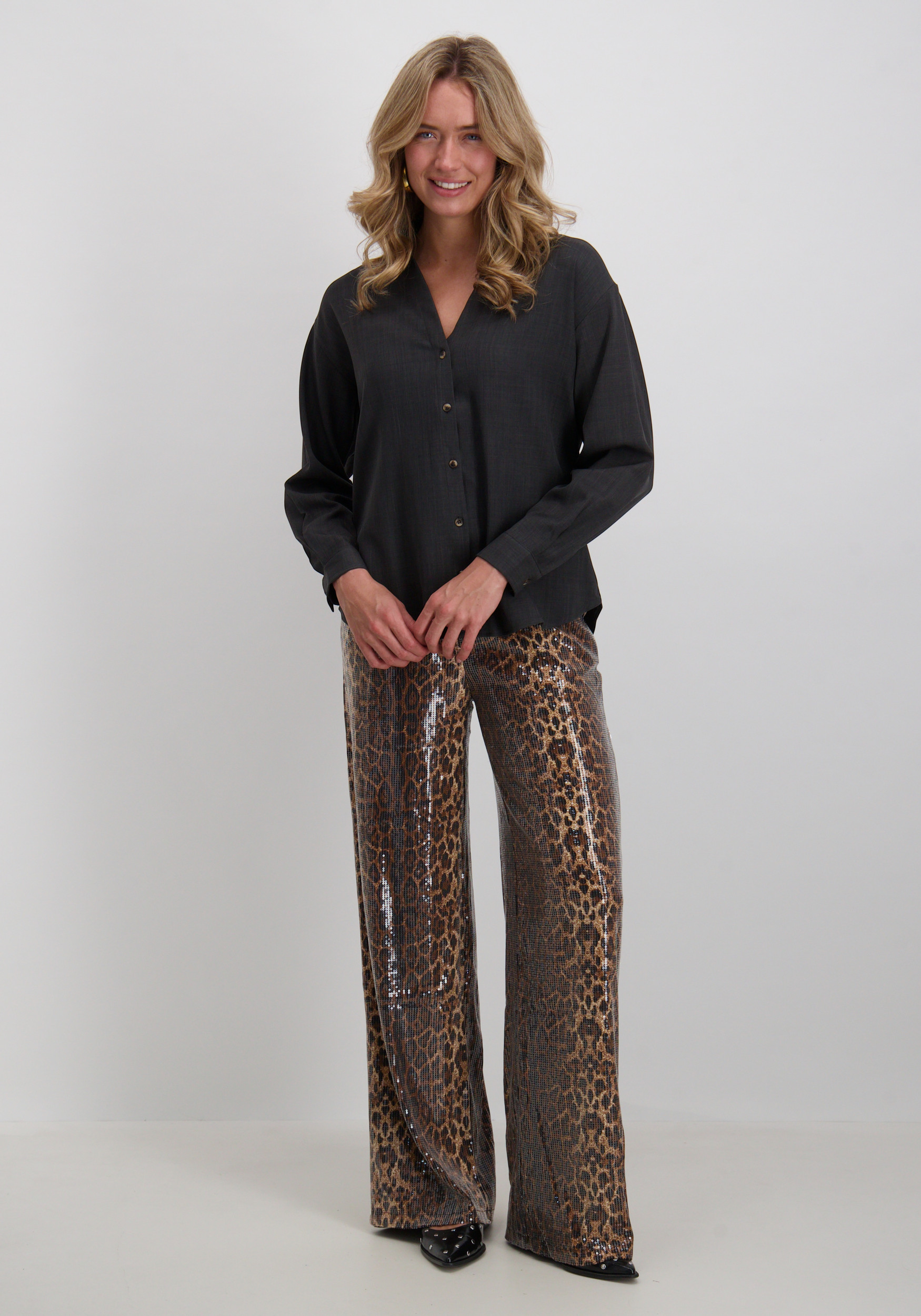 Jacqueline de jonge Blouse Nina 15343234 Donker Grijs