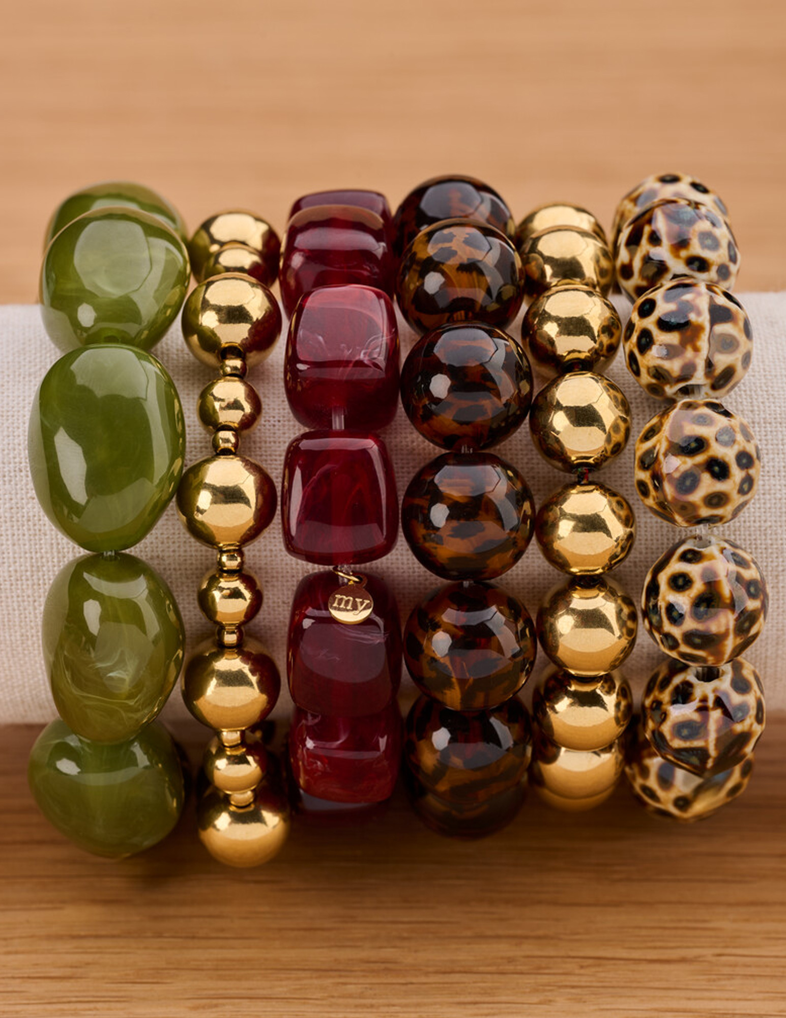 My Jewellery Statement armband met vierkante kralen MJ15217 Bordeaux