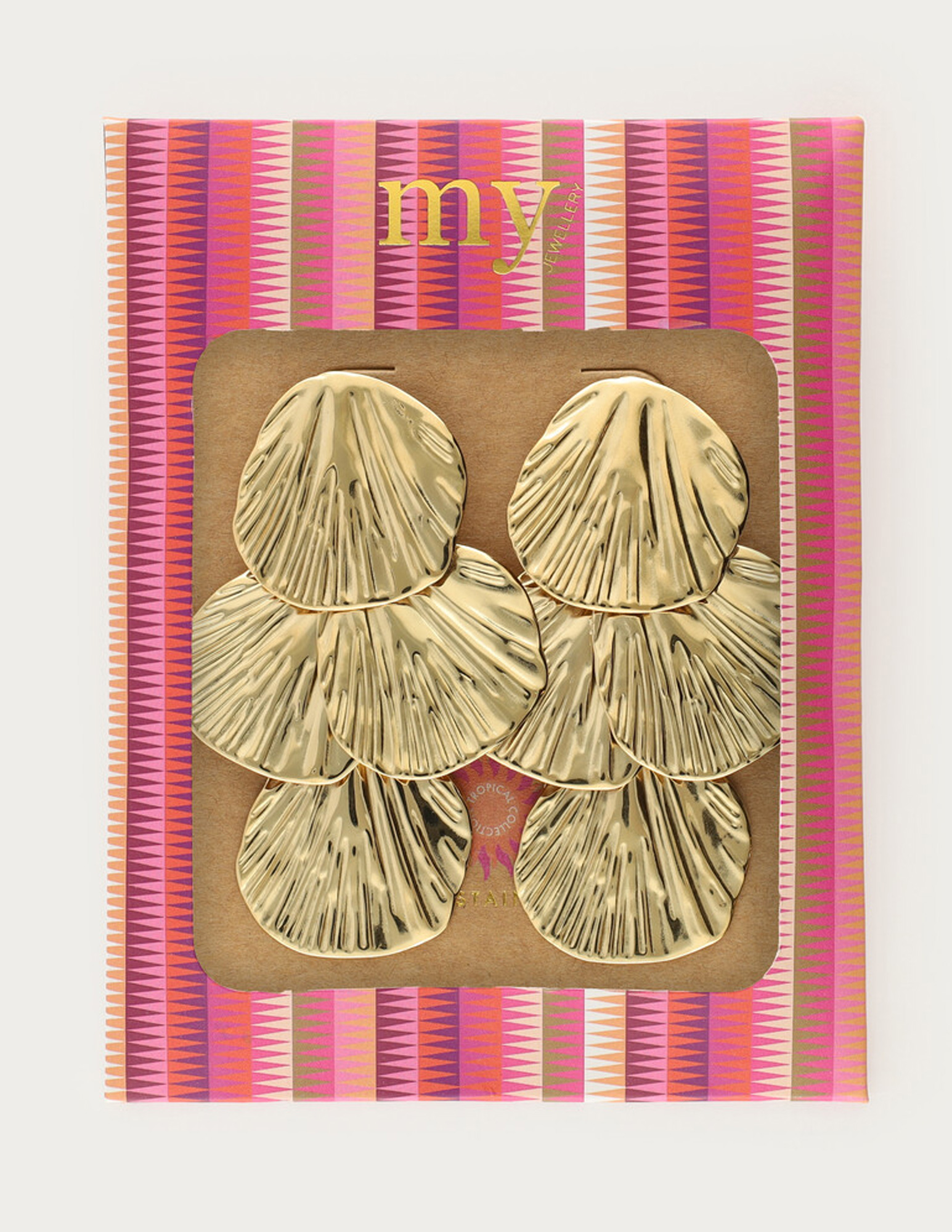 My Jewellery Tropical oorhangers met vier schelpen MJ15621 Goud