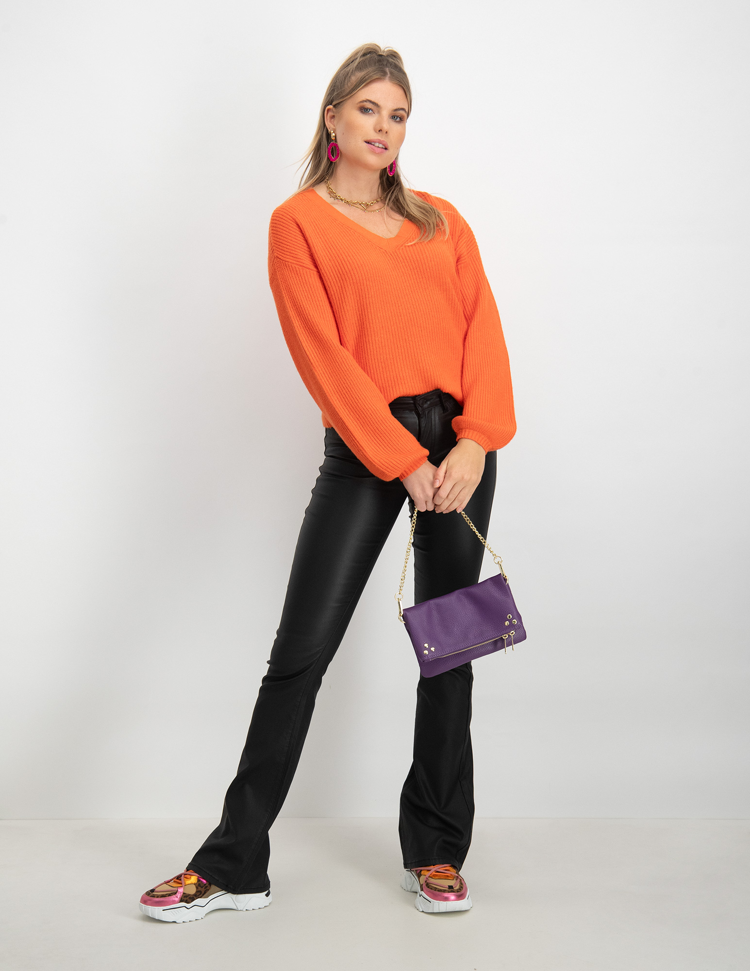 Only Flared broek Blush coated 15310473 Zwart