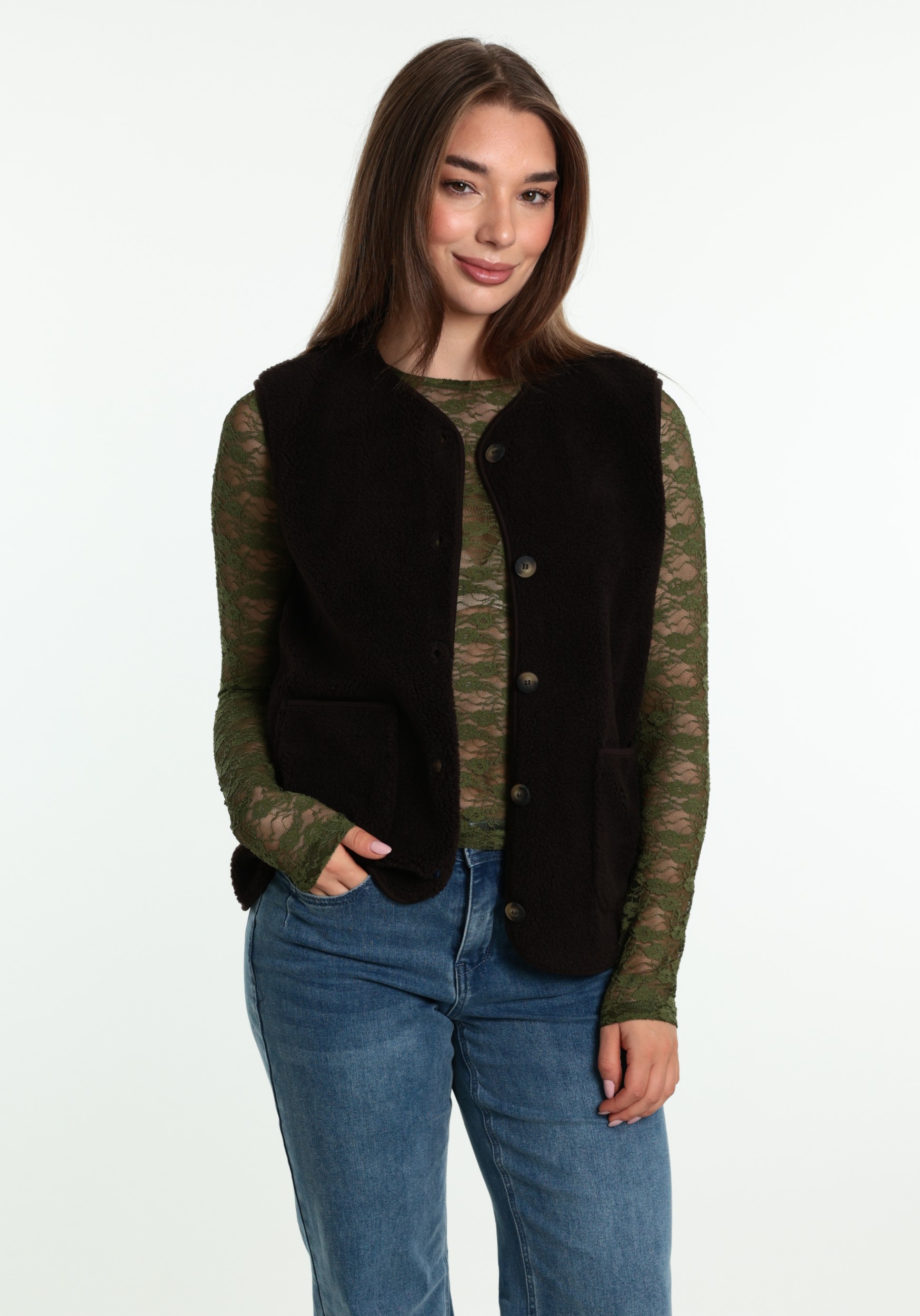 FREE|QUENT Gilet 207624 Donker bruin